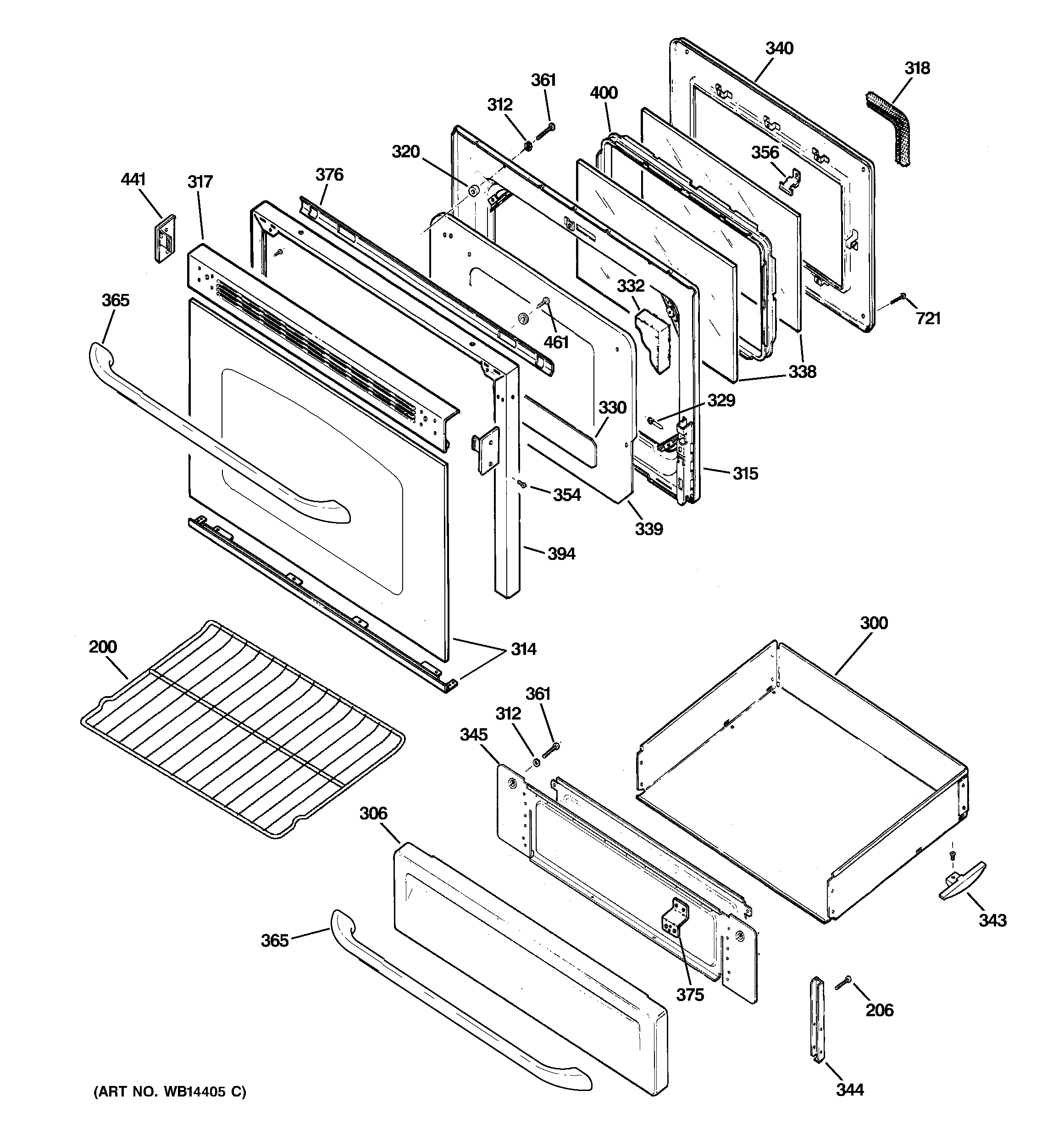 GE EGR2002EM5BS door & drawer parts diagram