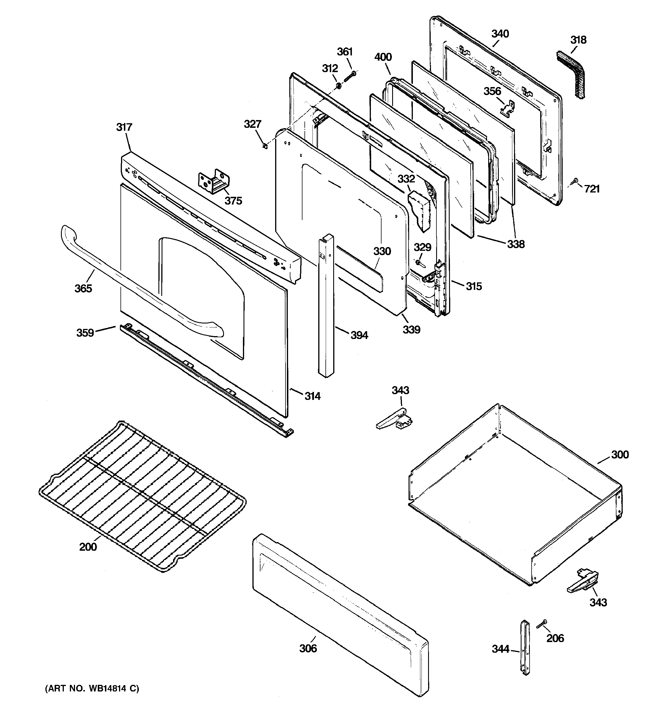 GE EGR3000EP1BB door & drawer parts diagram
