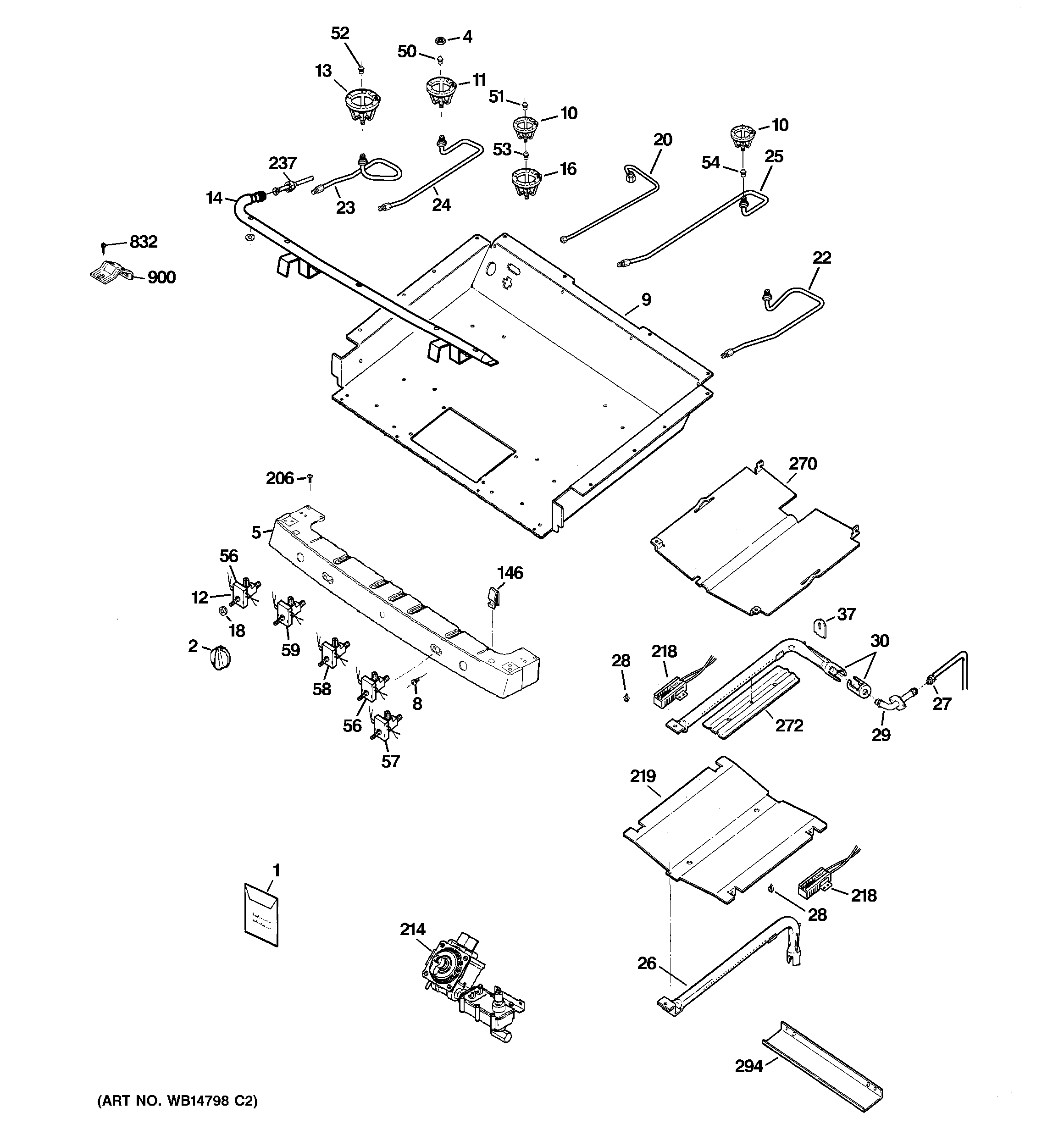 GE JGBP86DEM3WW gas & burner parts diagram