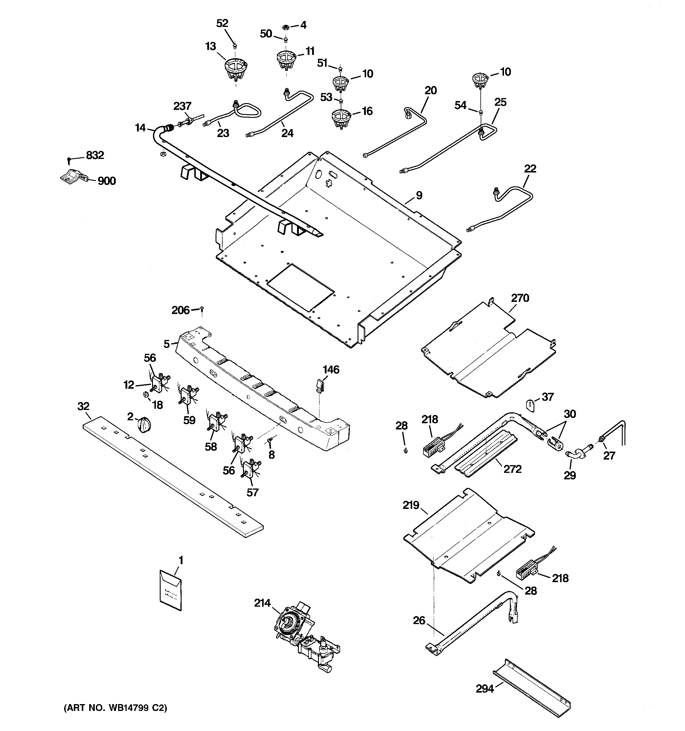 GE JGBP86SEM3SS gas & burner parts diagram