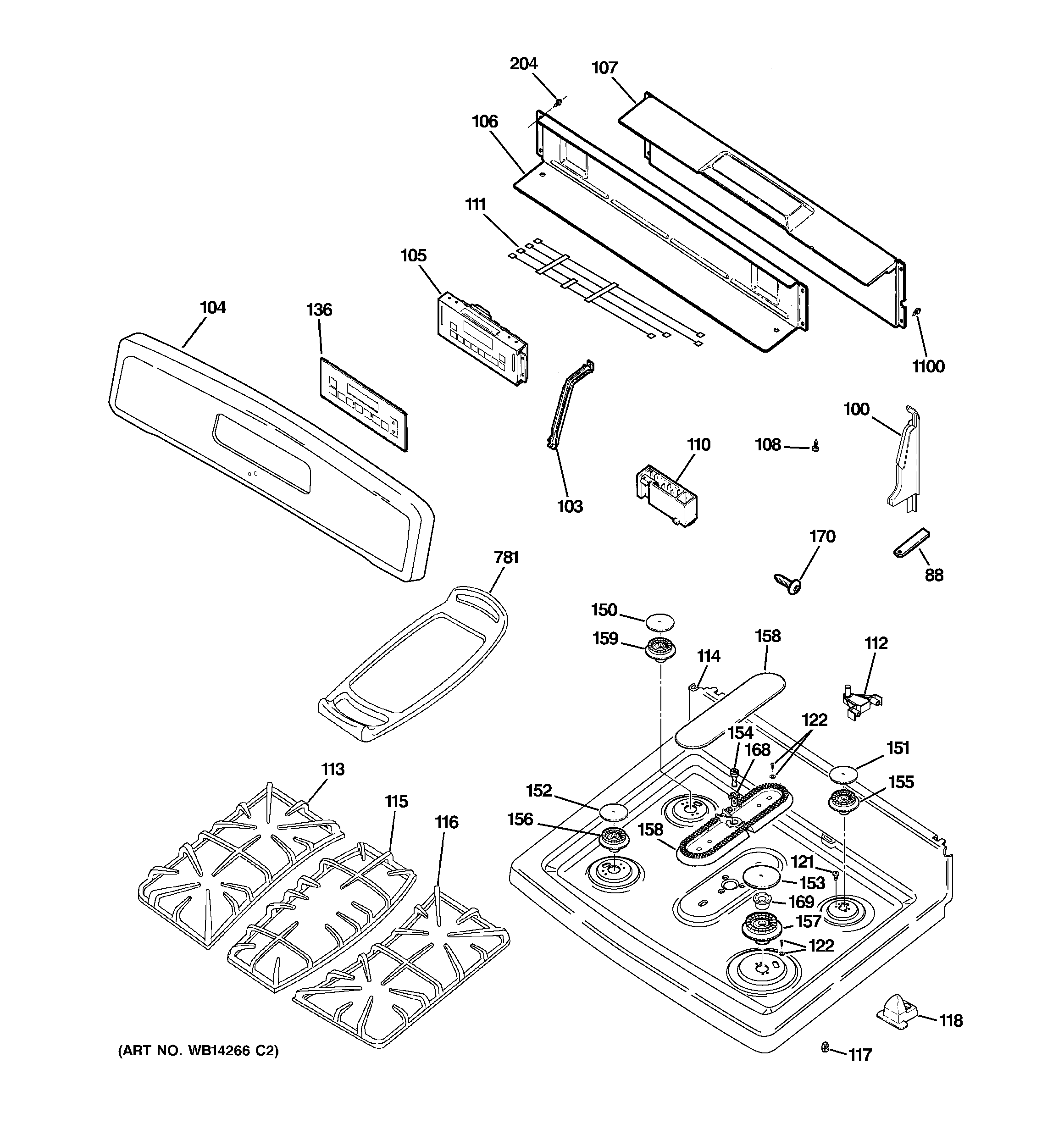 GE JGBP87MEM3BG control panel & cooktop diagram