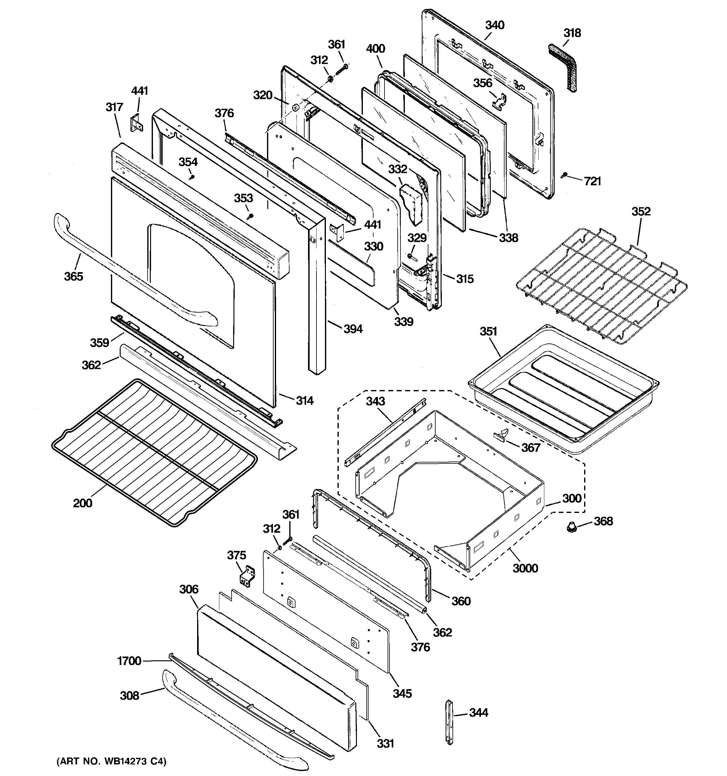 GE JGBP89DEM3WW door & drawer parts diagram