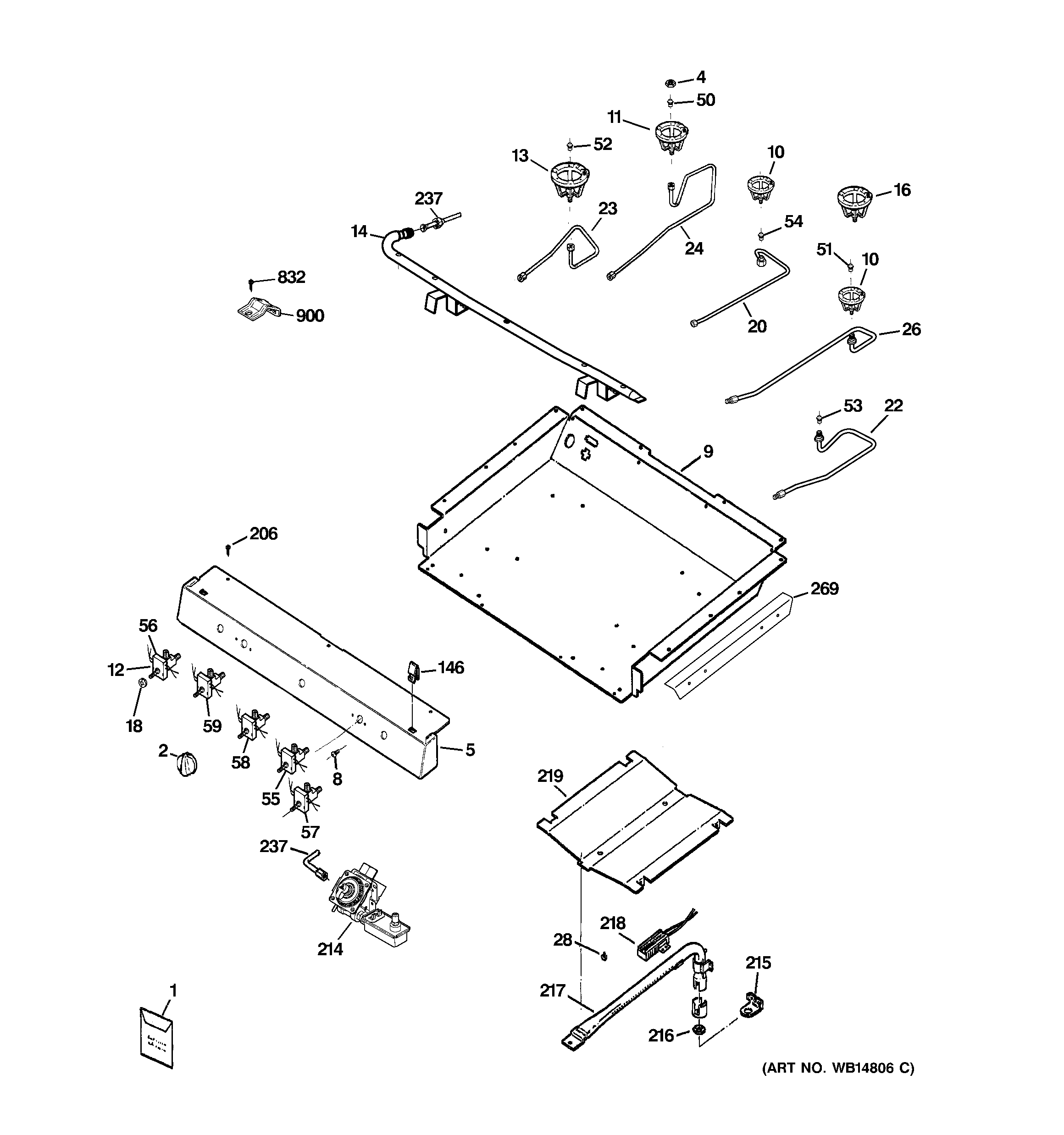 GE JGBS80DEM3WW gas & burner parts diagram