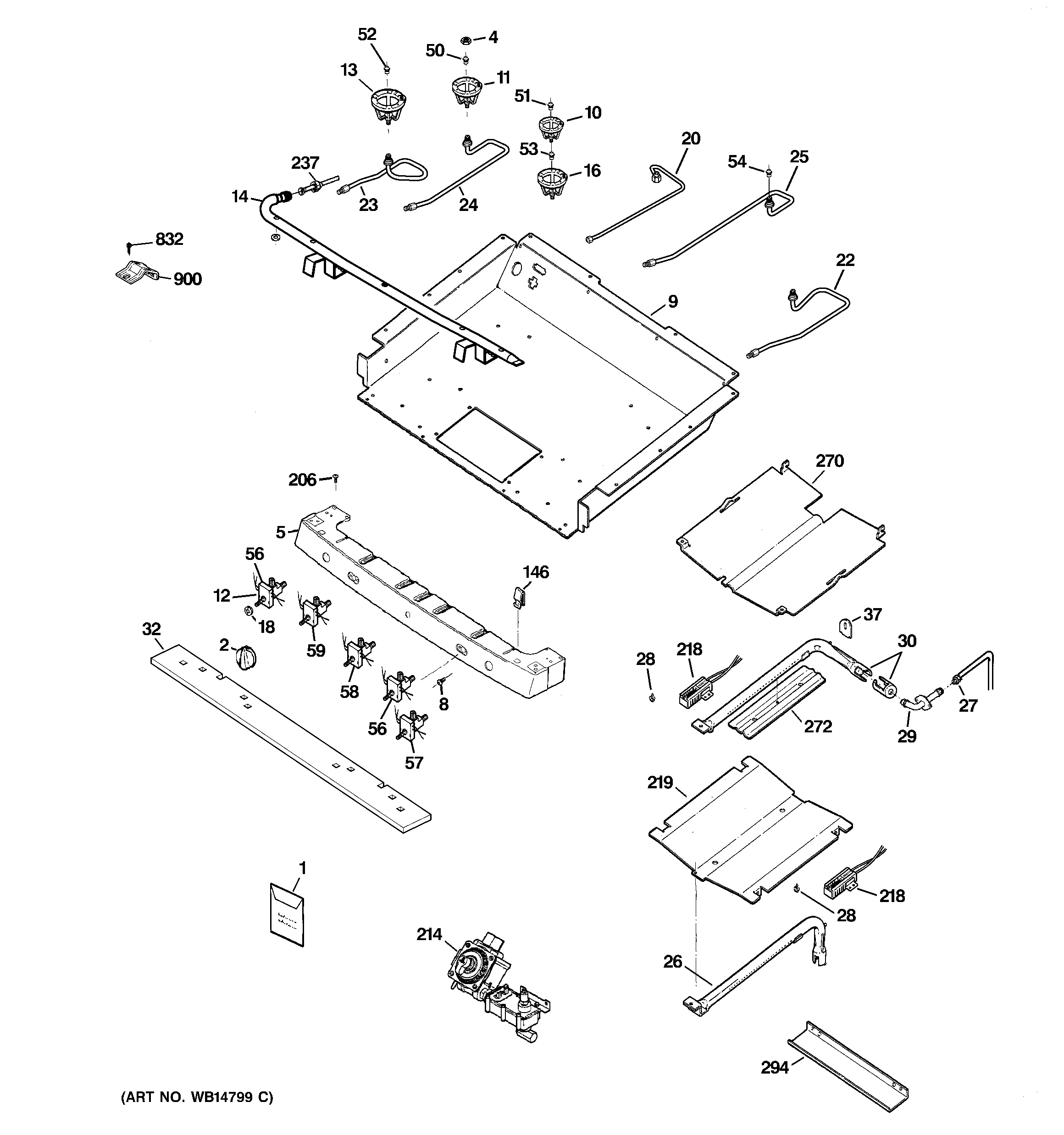 GE JGBP87SEM3SS gas & burner parts diagram