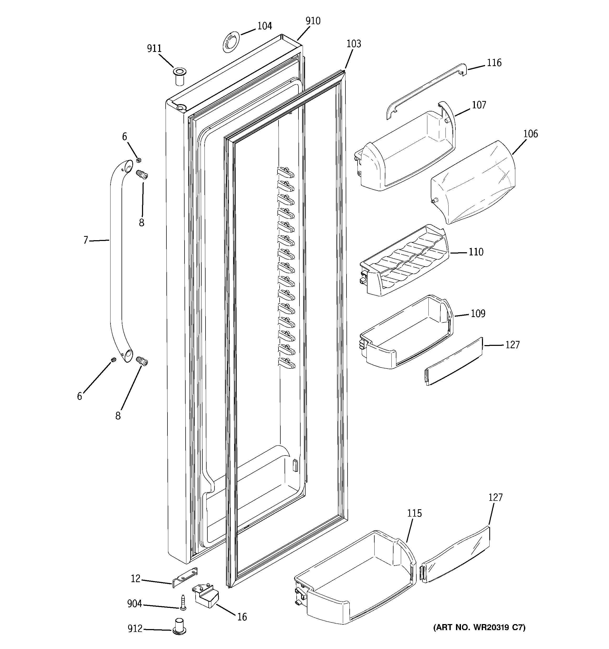 GE GSHF3KGXFCCC fresh food door diagram