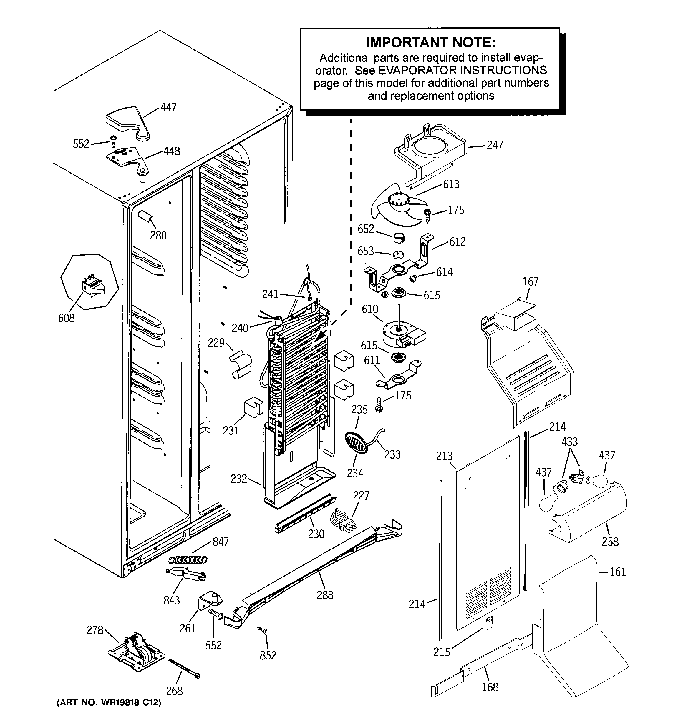 GE GSHF3KGXFCCC freezer section diagram