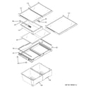 GE GBSC3HBXCRBB fresh food shelves diagram