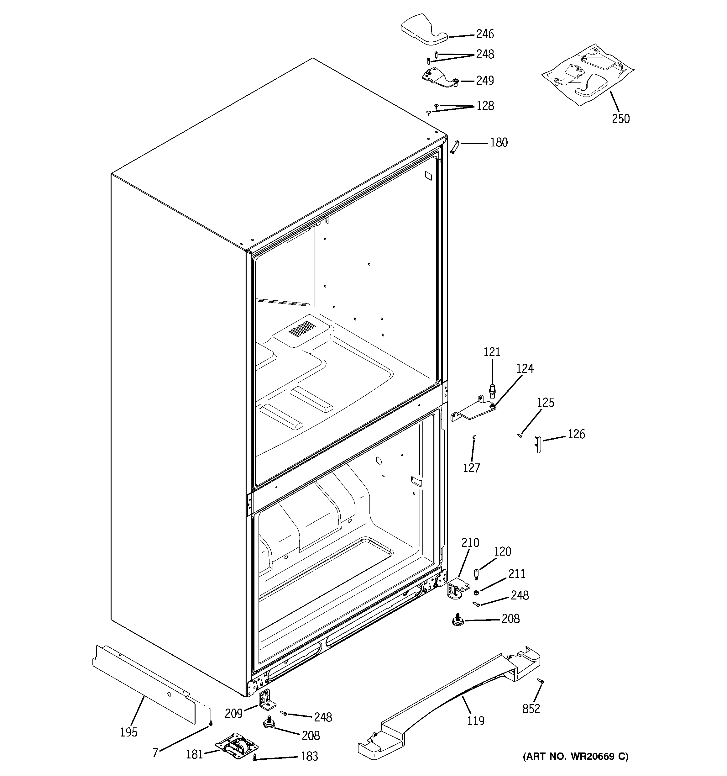 GE GBSC3HBXCRWW case parts diagram
