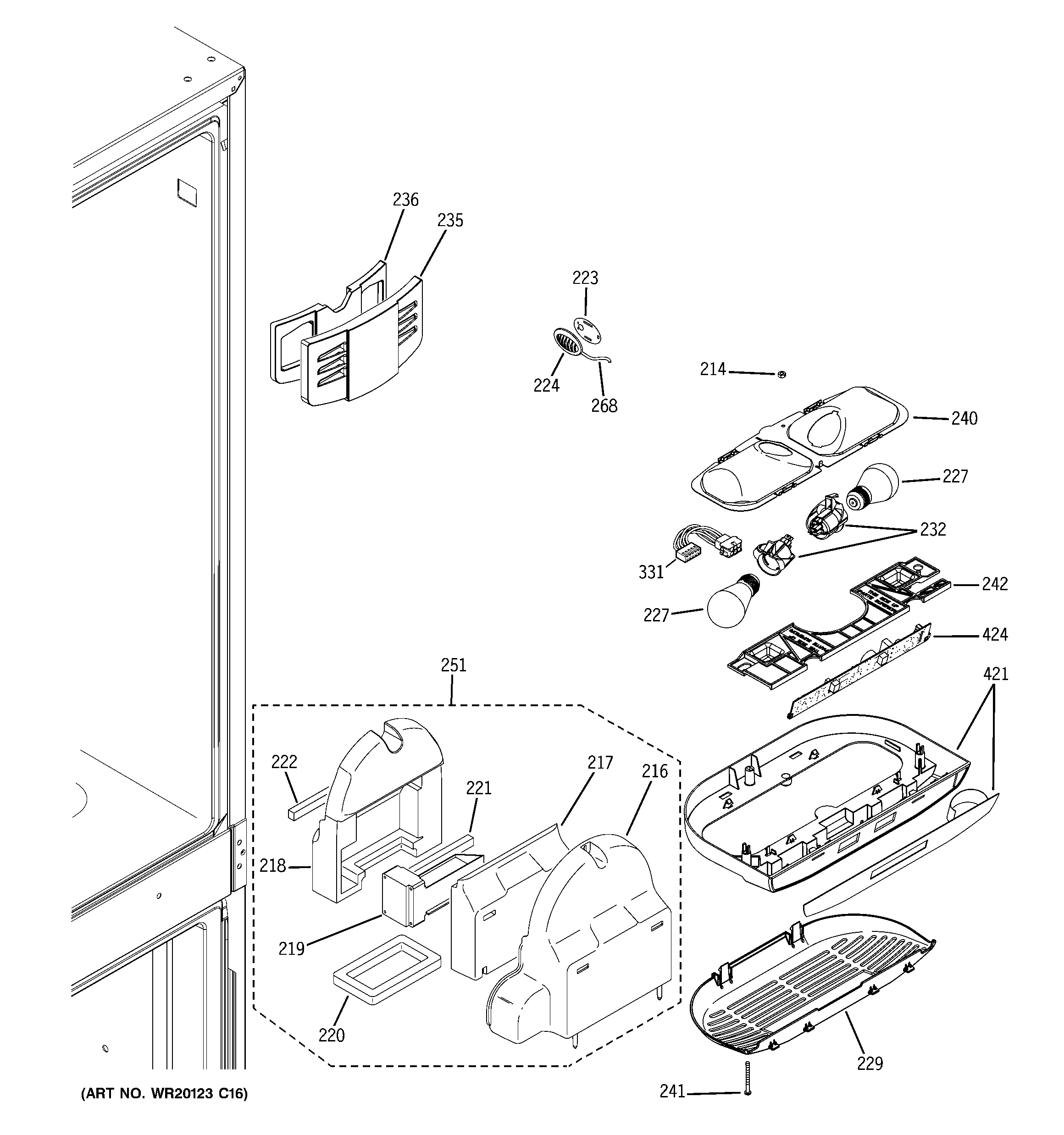 GE PDCE1NBWAJSS fresh food section diagram