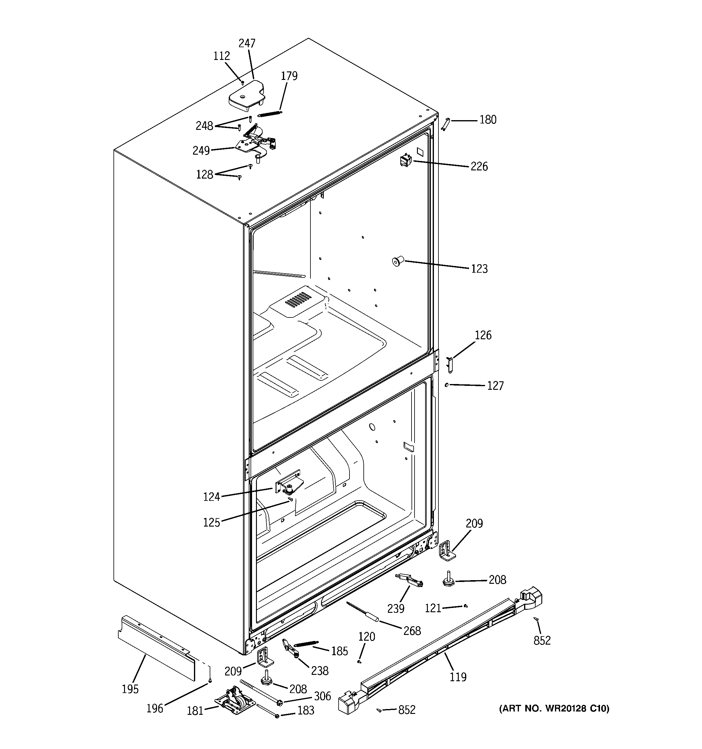 GE PDCE1NBWAJSS case parts diagram
