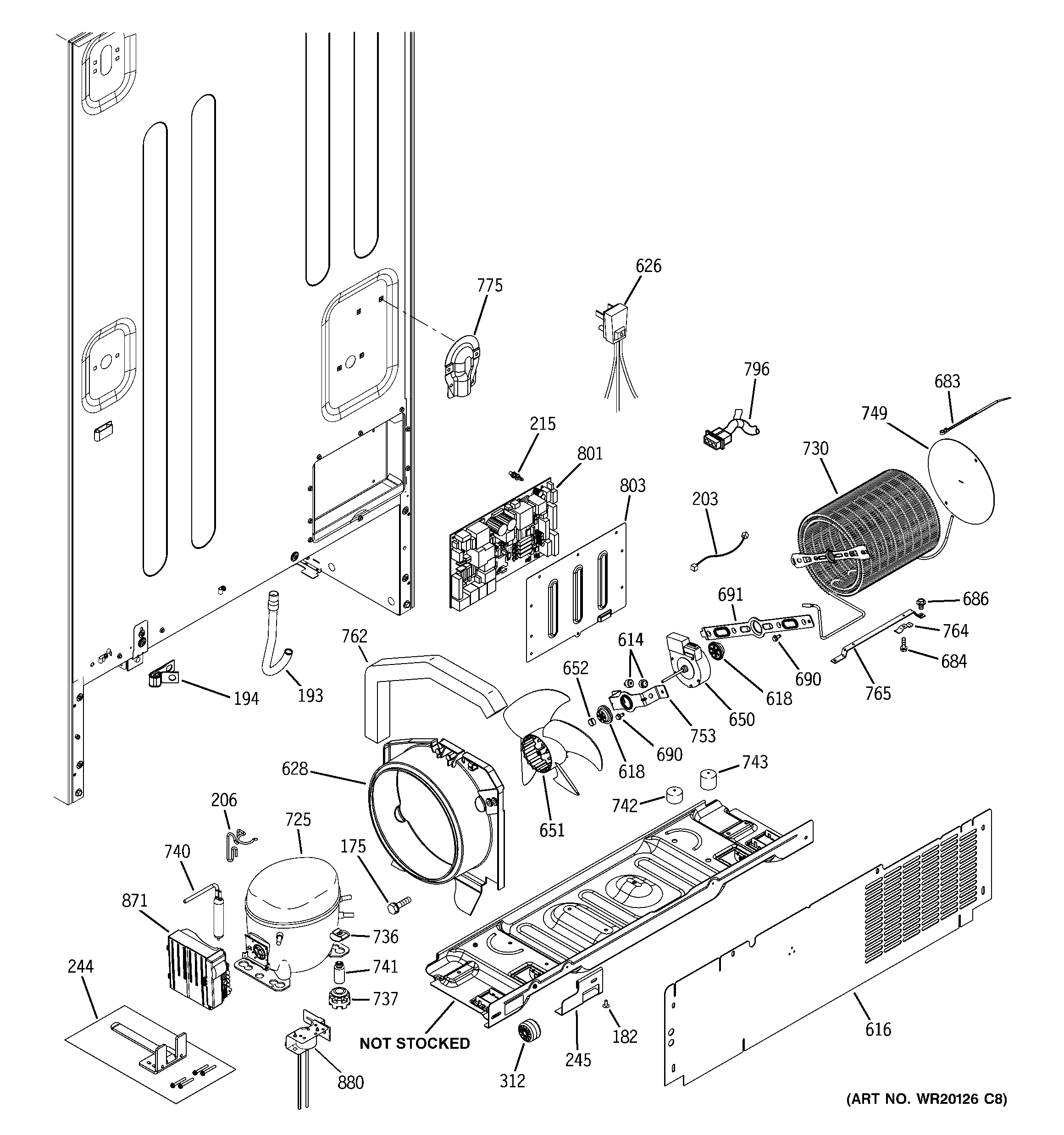 GE PDCE1NBWAJSS machine compartment diagram