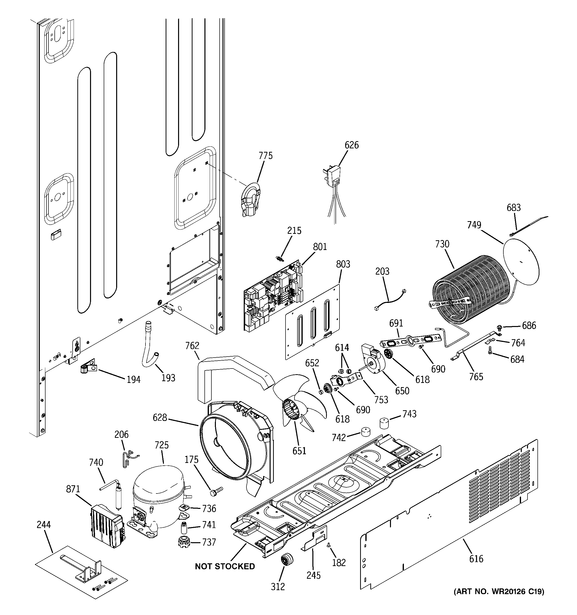 GE PDCS1NBWARSS machine compartment diagram