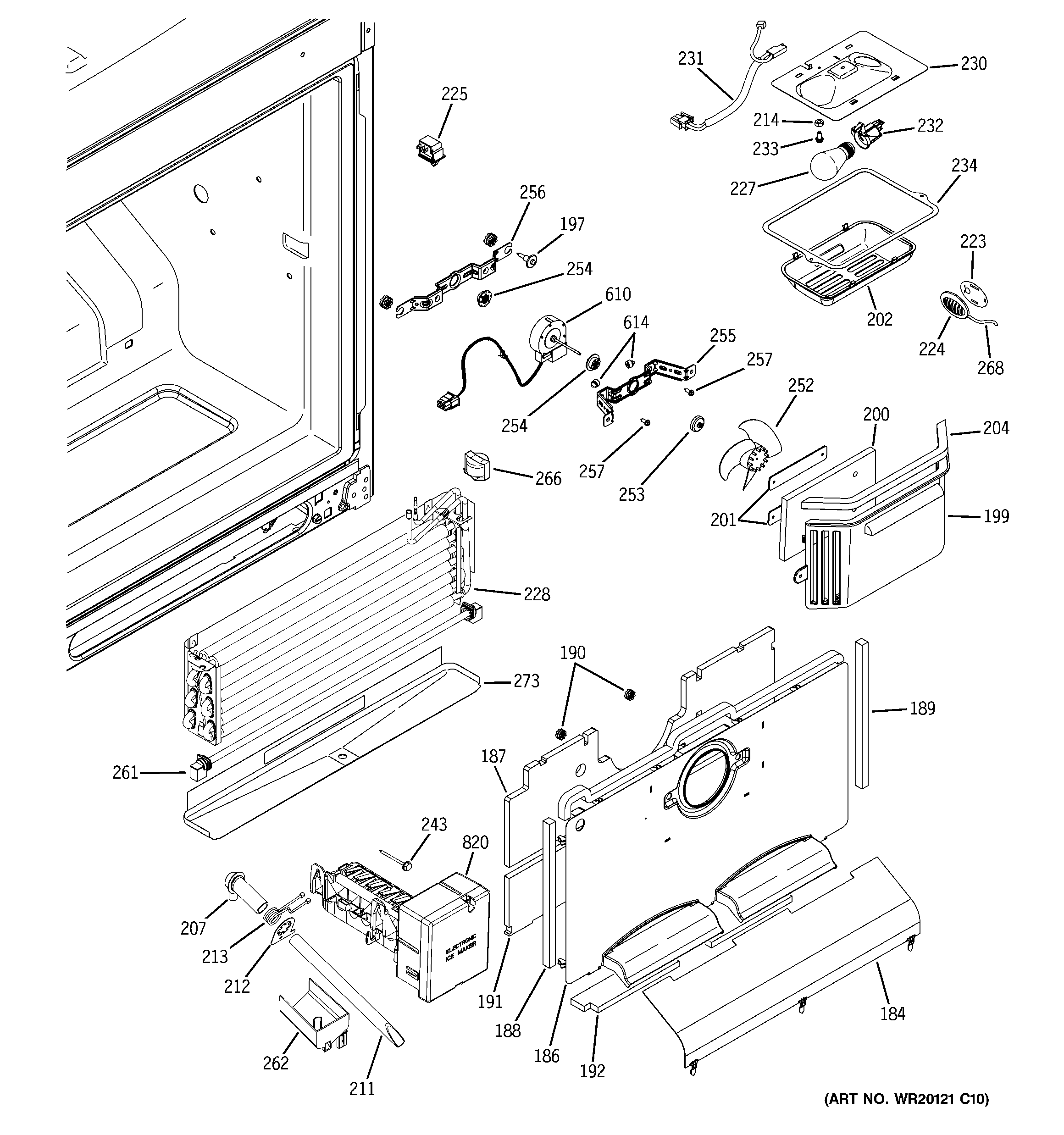 GE PFCF1NFWABB freezer section diagram