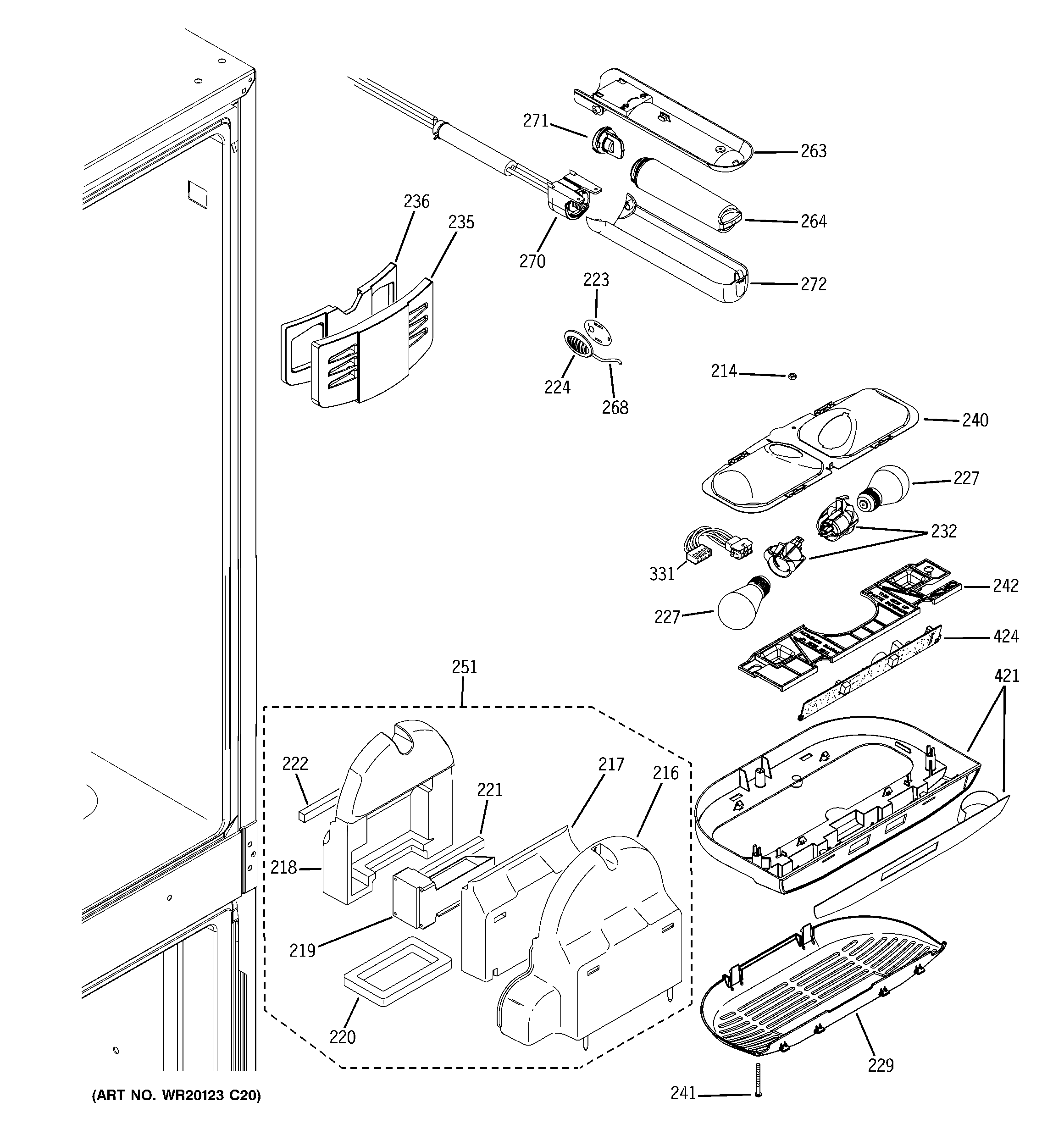 GE PFCF1NFWABB fresh food section diagram