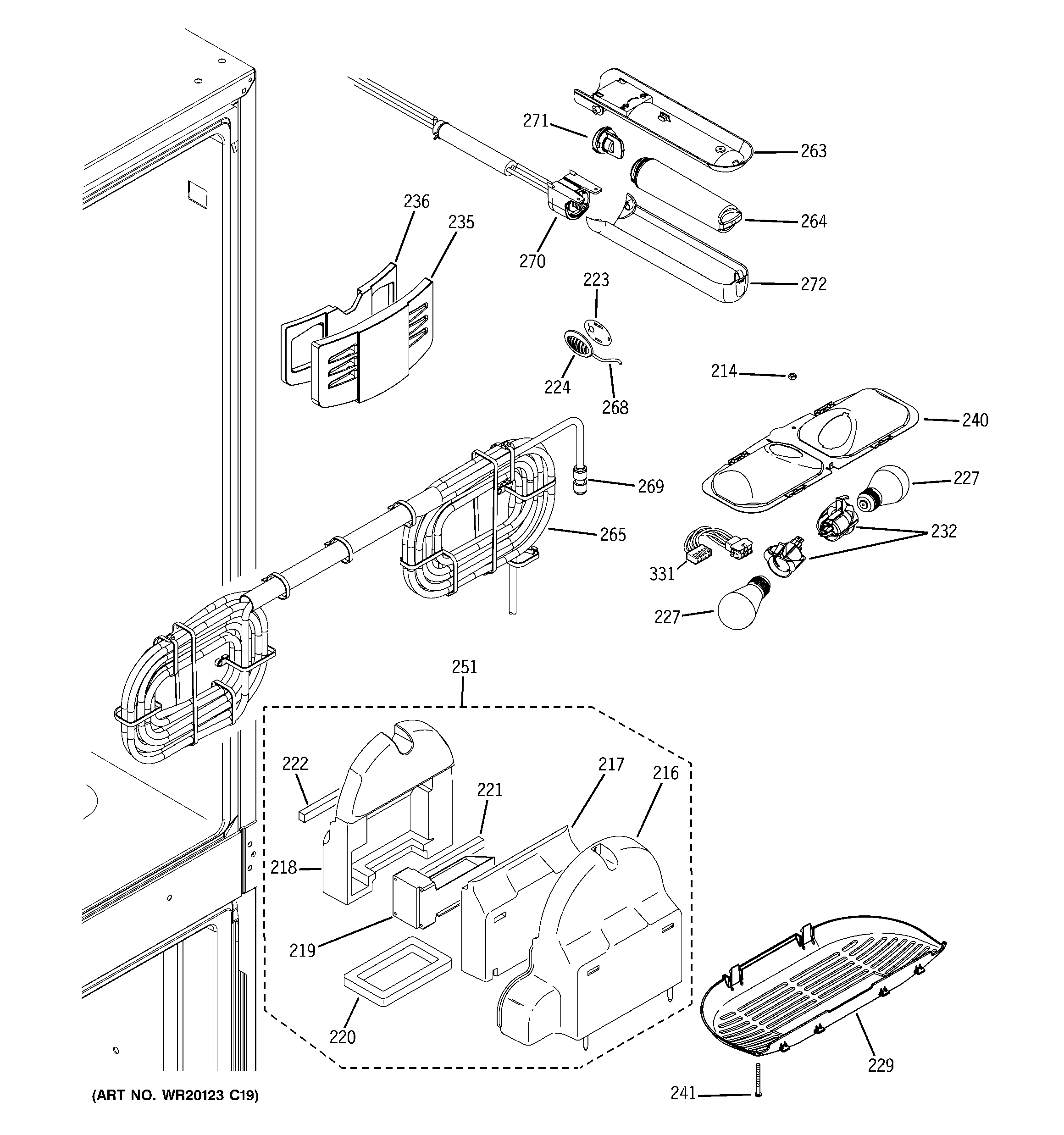 GE PFSE5NJWADWW fresh food section diagram