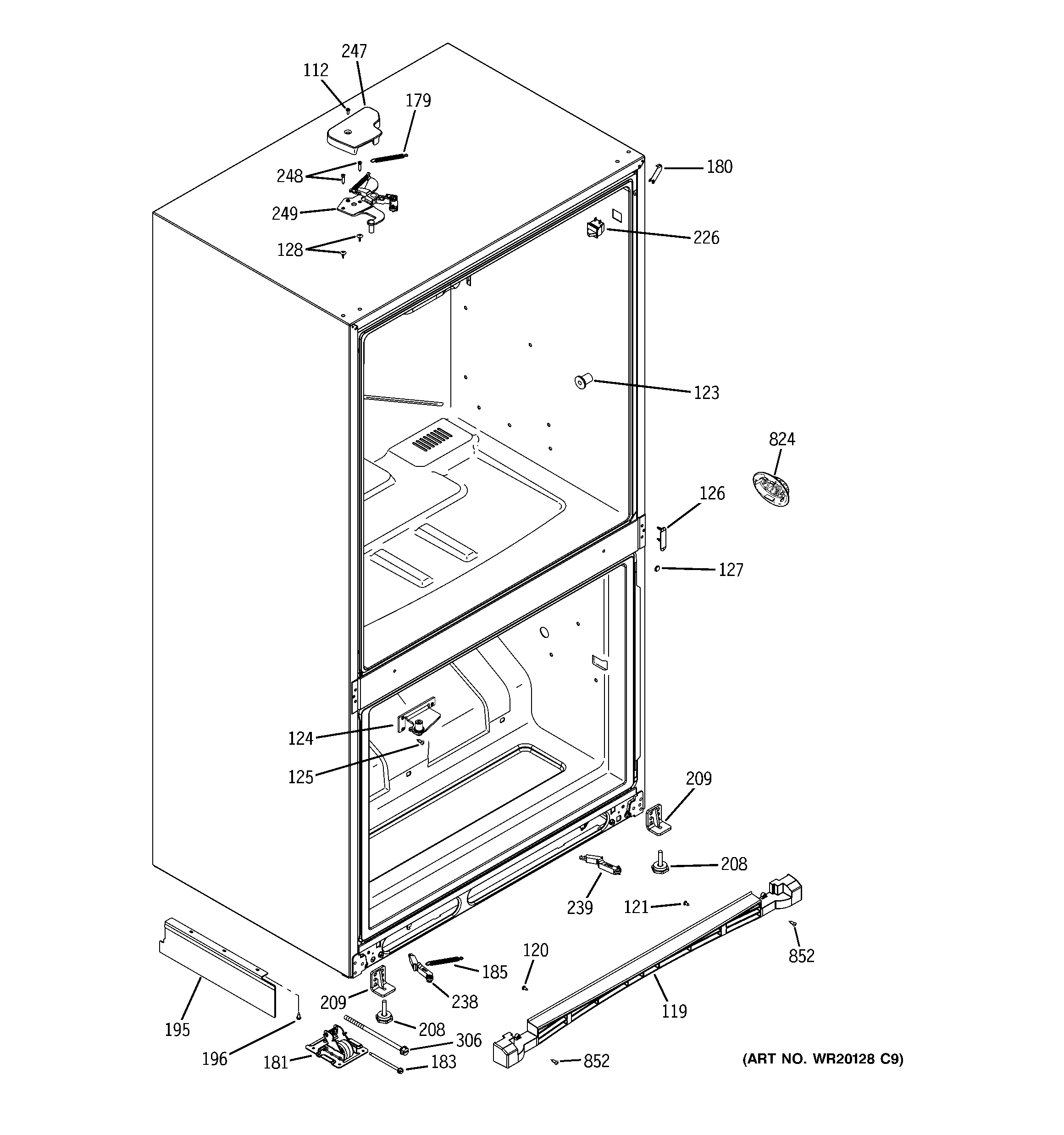GE PDCE1NBYCJSS case parts diagram