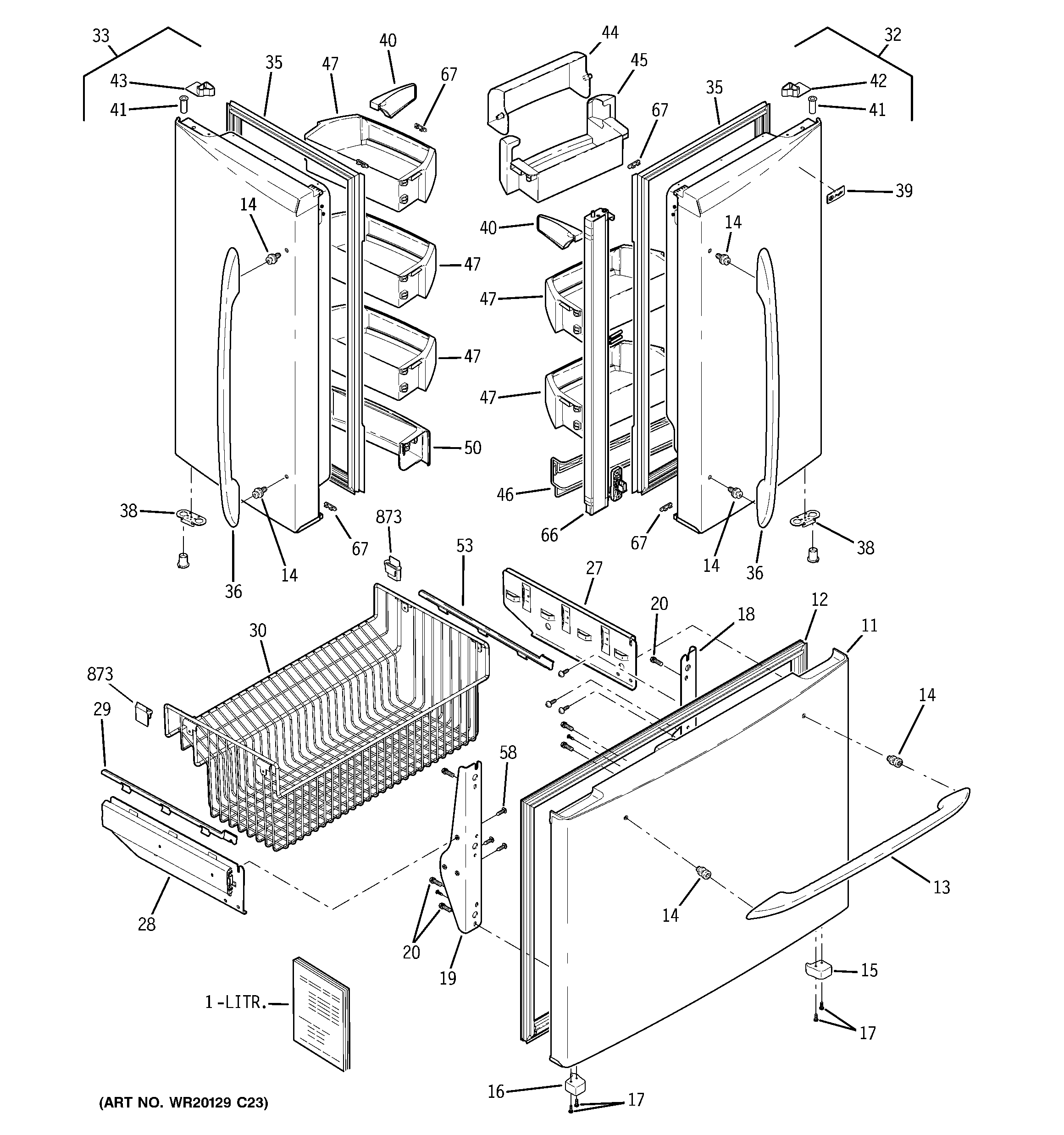 GE PFSS5NFYCSS doors diagram