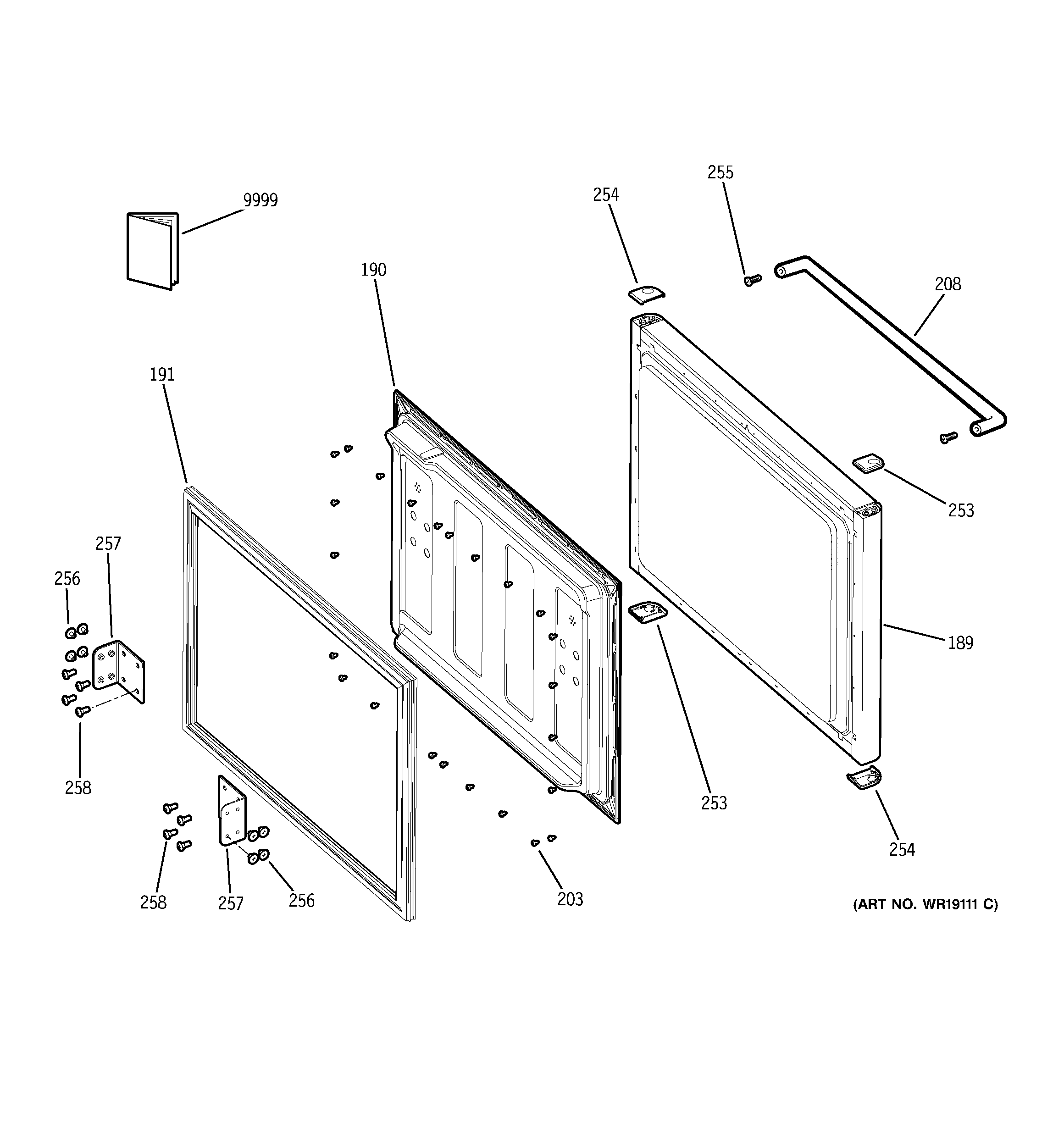 GE PDS18SBMCRBS freezer door diagram