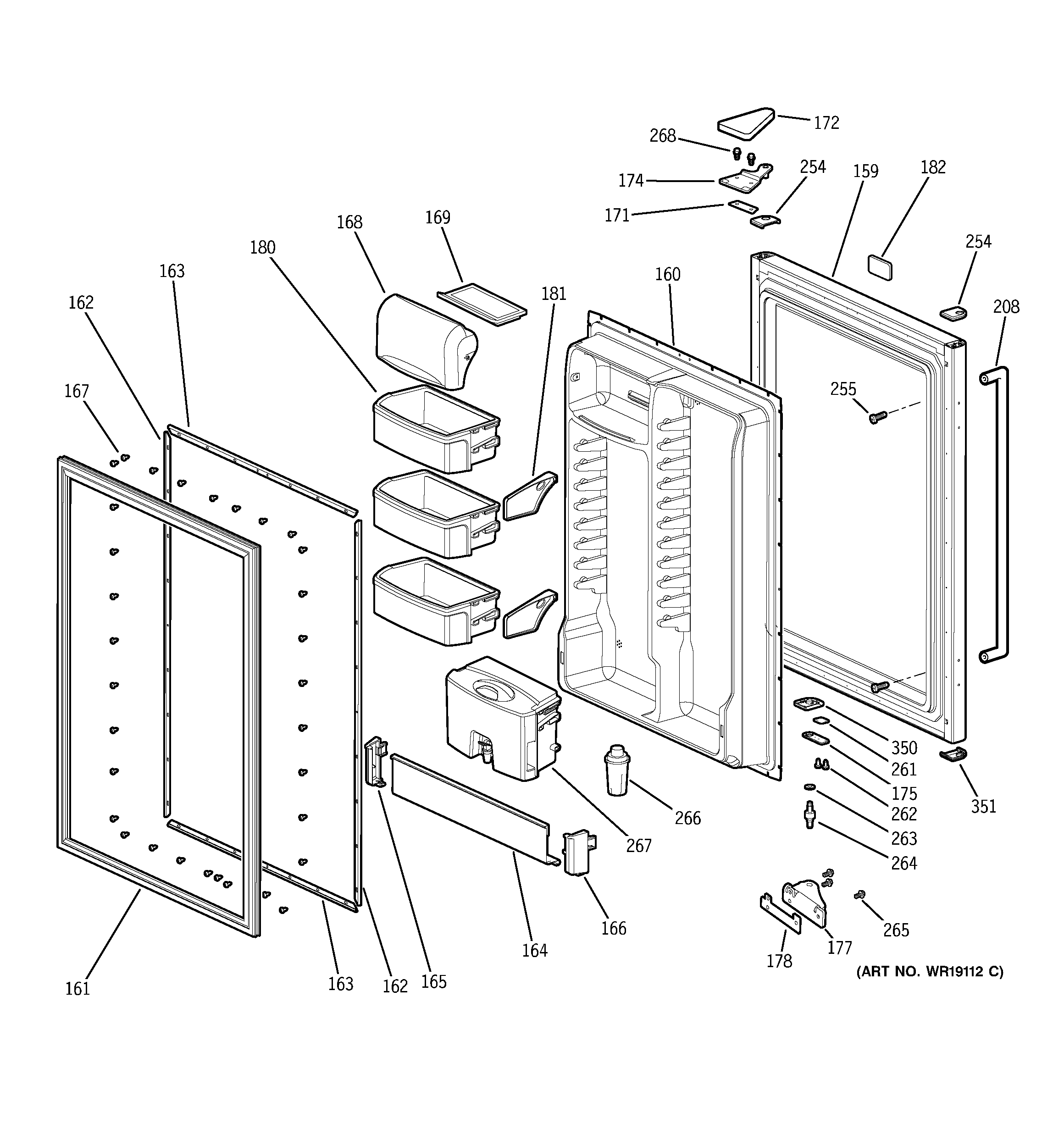 GE PDS18SBMCRBS fresh food door diagram