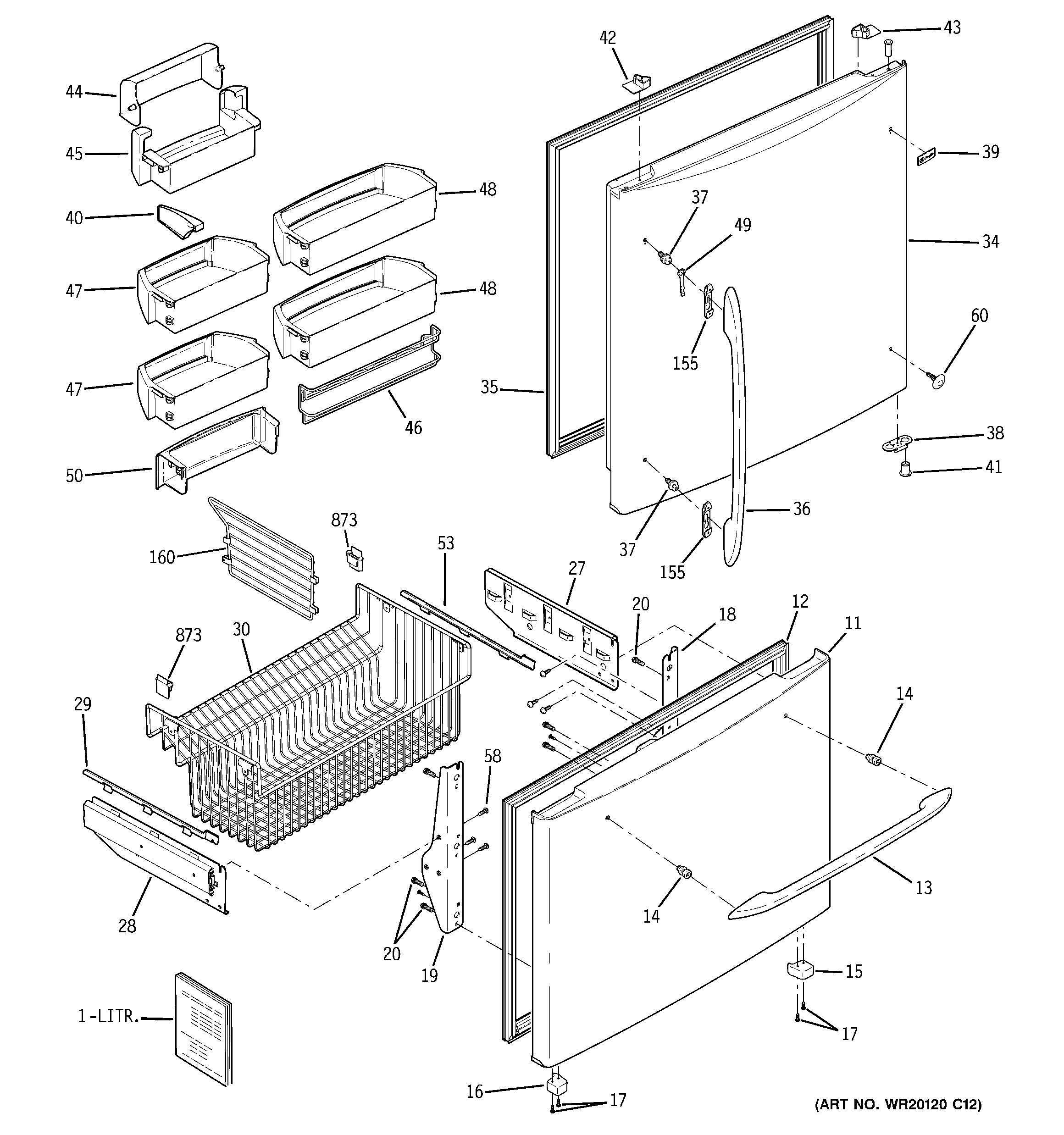 GE PDSE5NBWADWW doors diagram