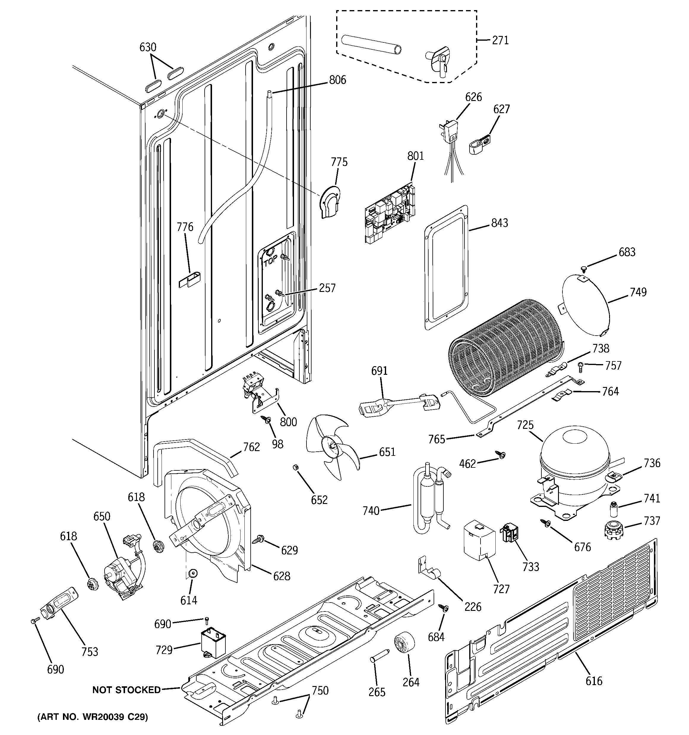 Hotpoint HSS25GFTPWW sealed system & mother board diagram