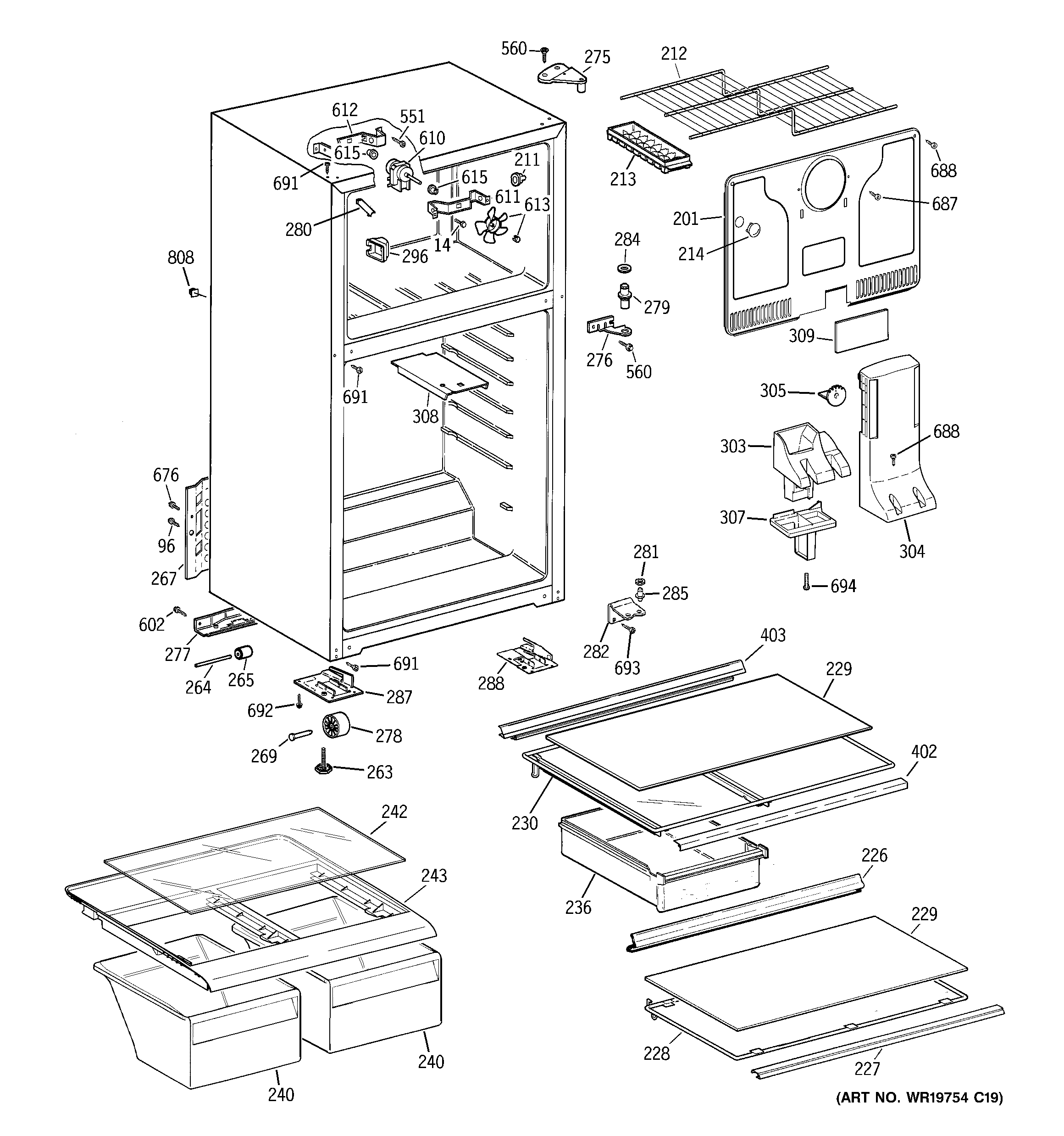 Hotpoint HTS17GBSHRWW cabinet diagram