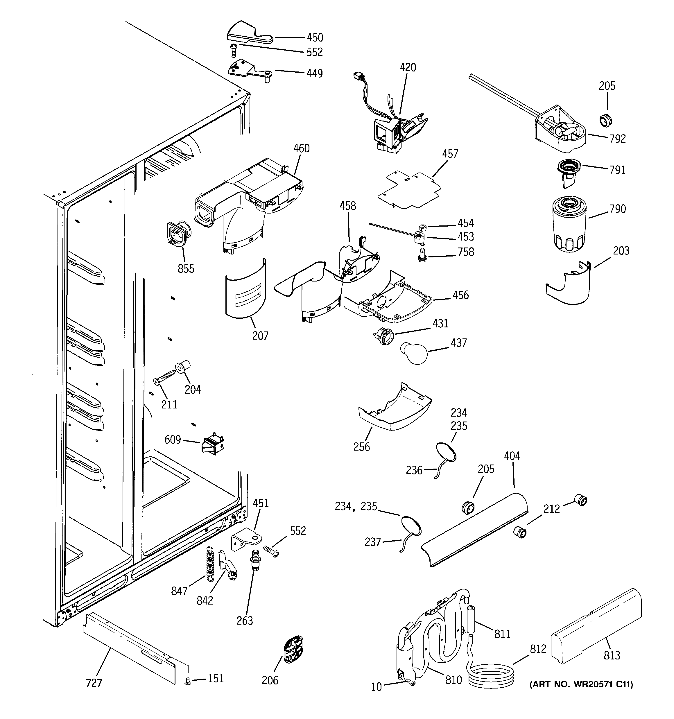 GE GCE21LGYAFSS fresh food section diagram