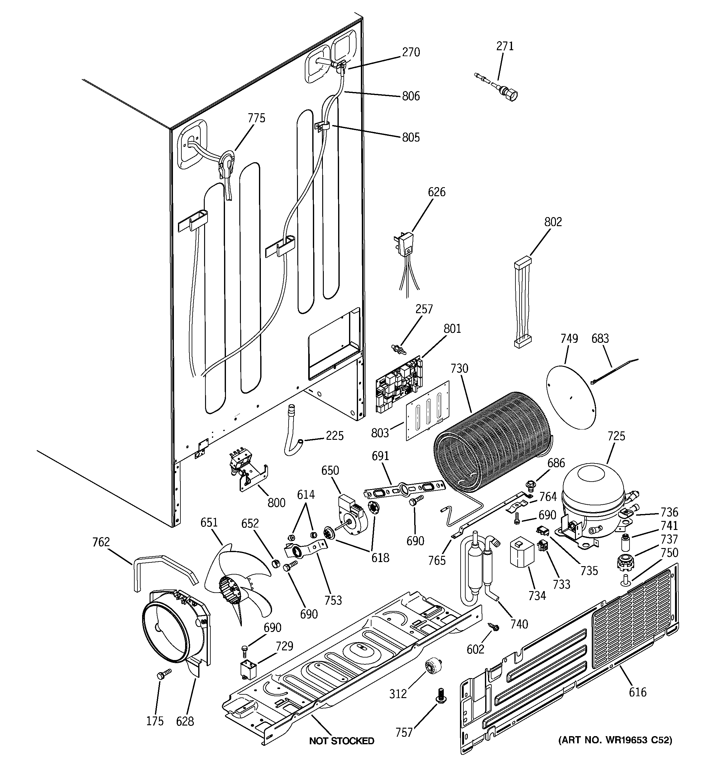 GE GCE23LGYAFWW sealed system & mother board diagram