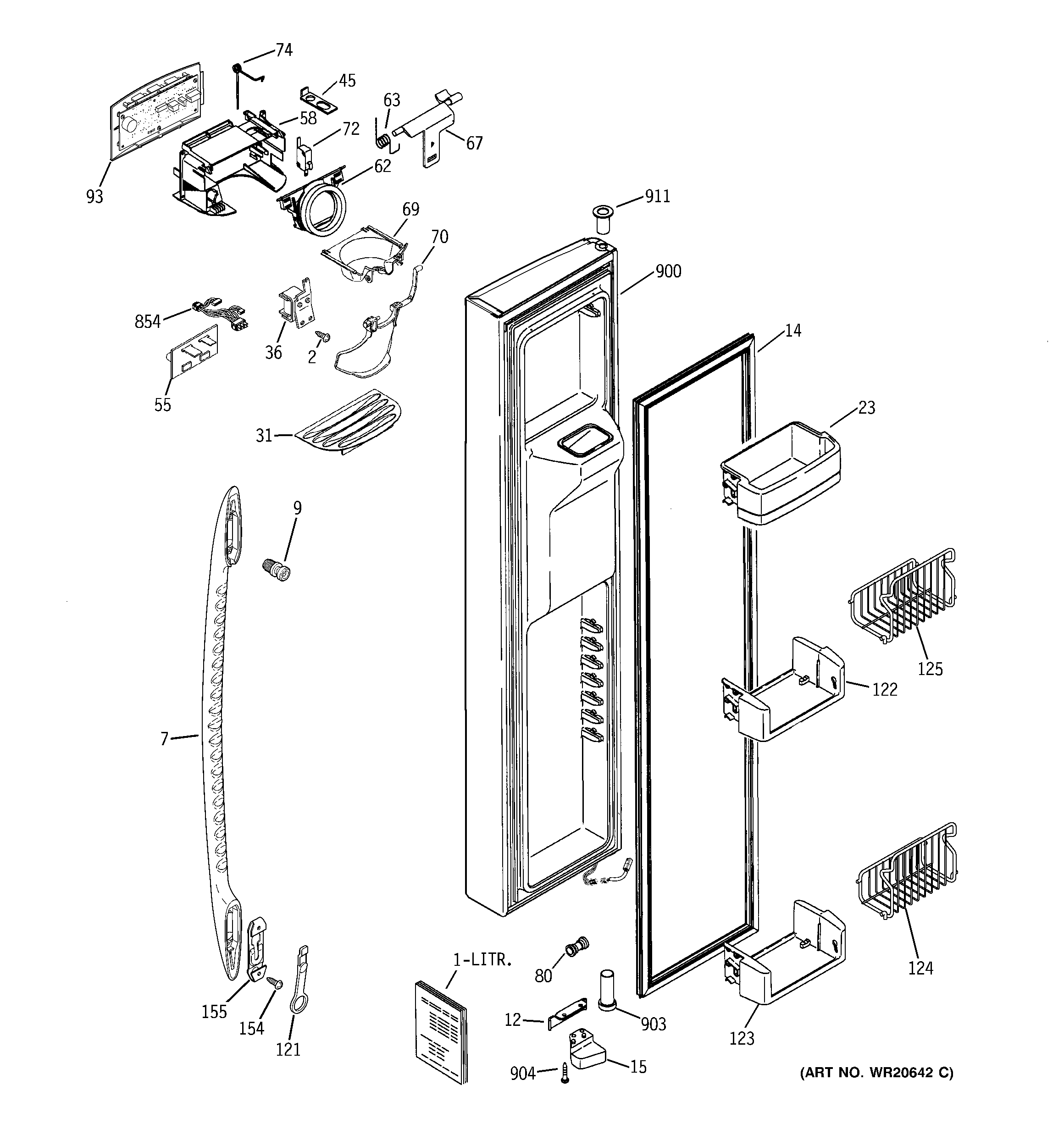 GE PSK25TGXBCCC freezer door diagram