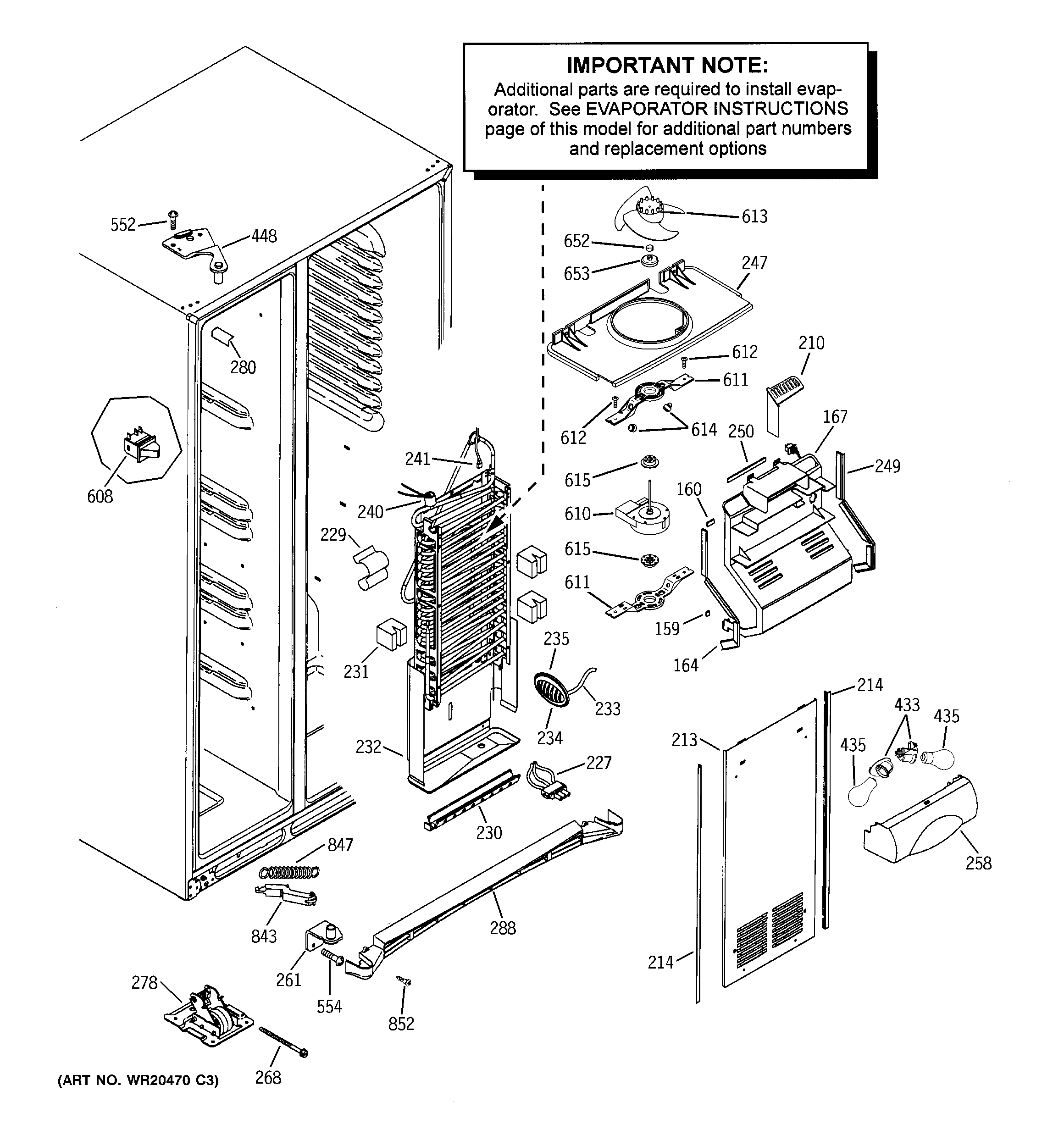GE PSK25TGXBCCC freezer section diagram