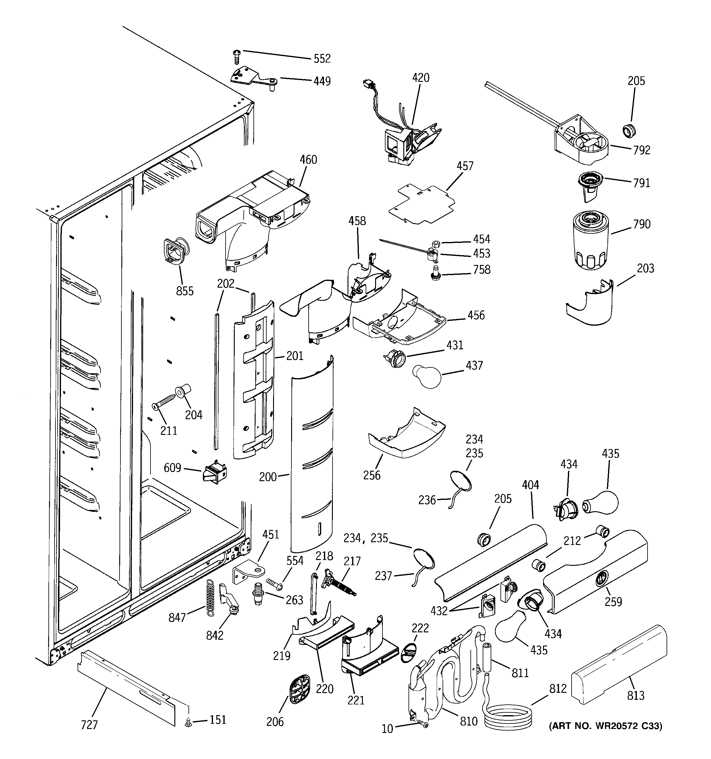 GE PSK27TGXBCCC fresh food section diagram