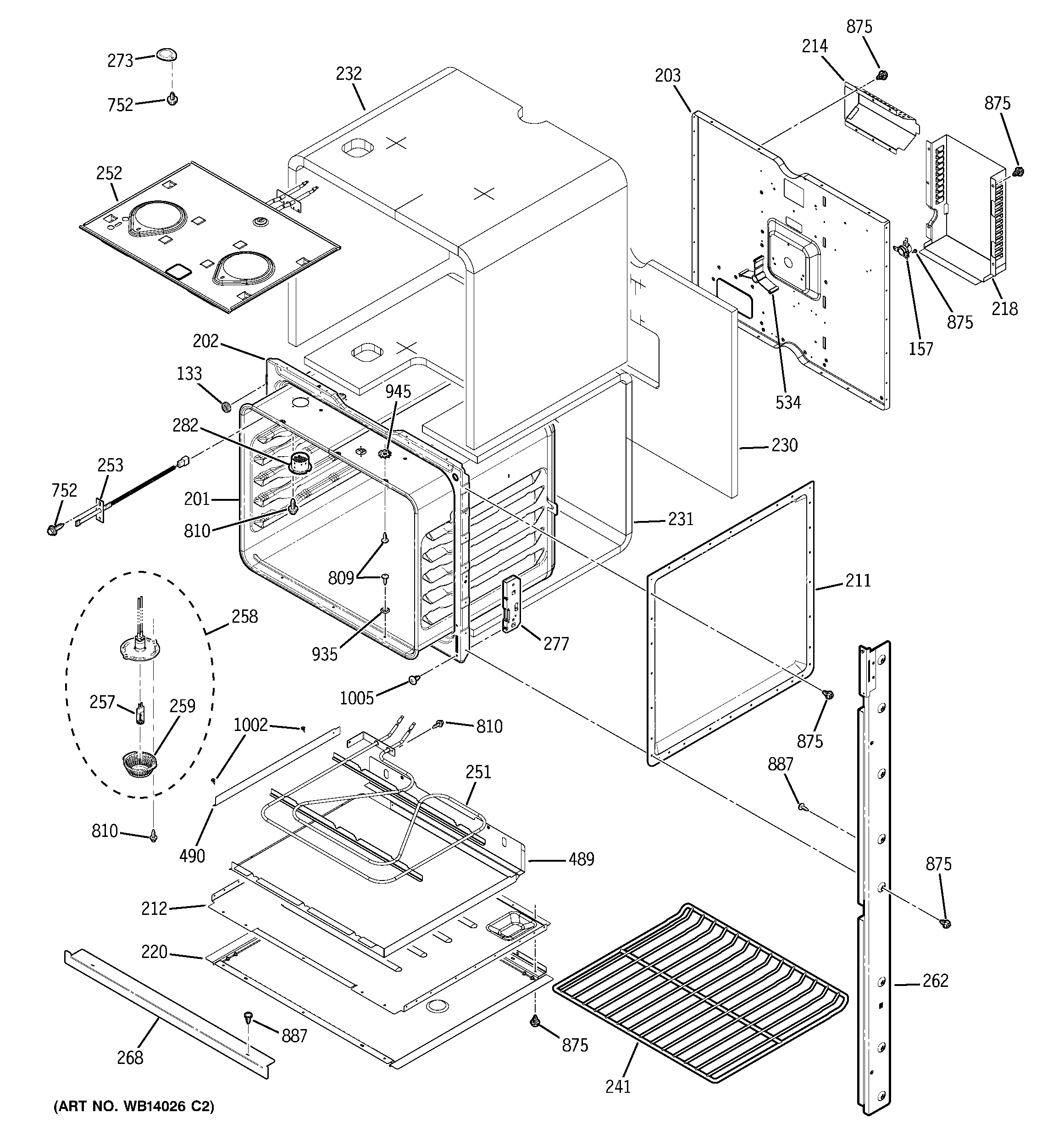 GE ZEK958BM2BB lower oven diagram