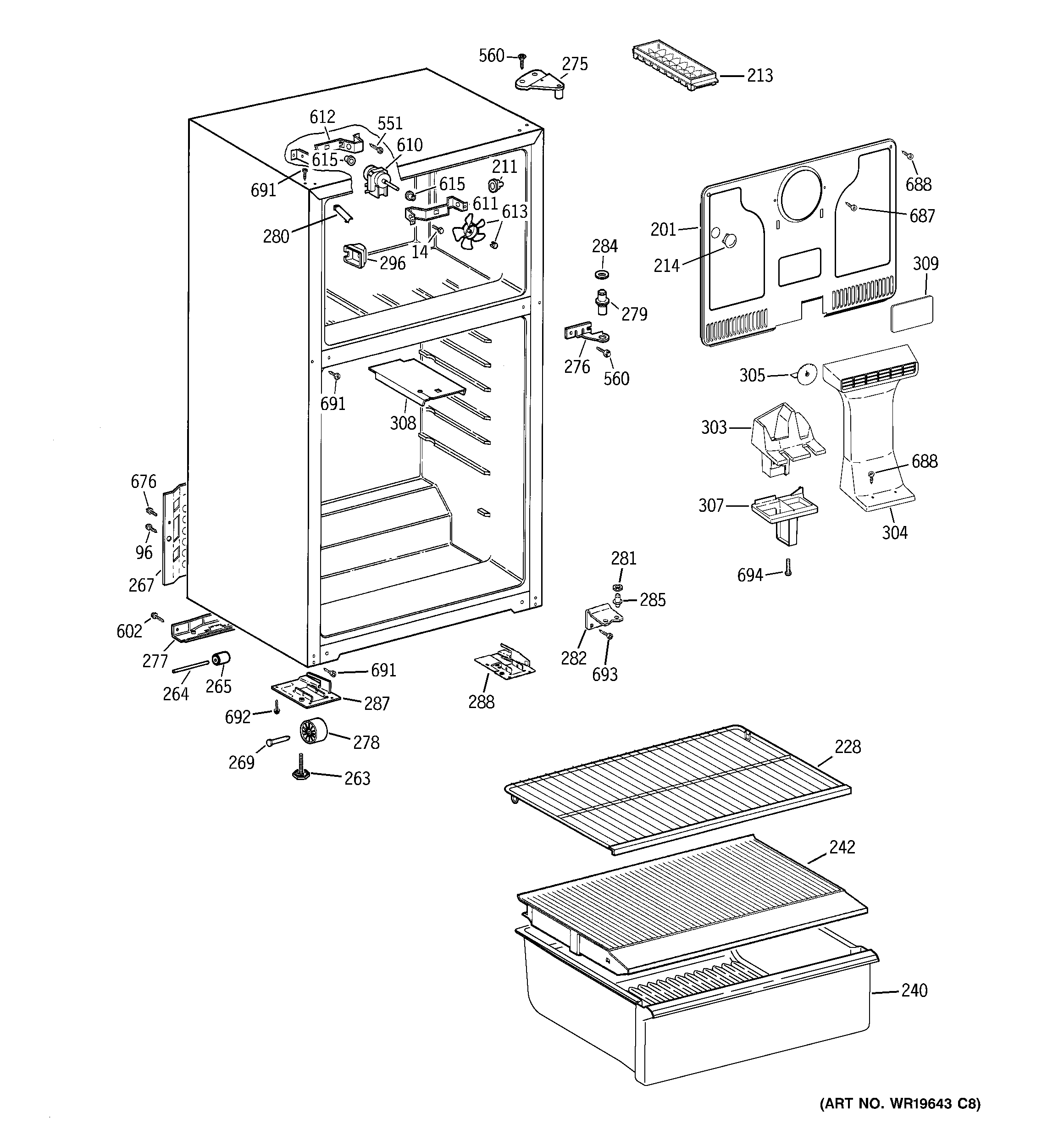 GE Americana A3316ABSGRBB cabinet diagram