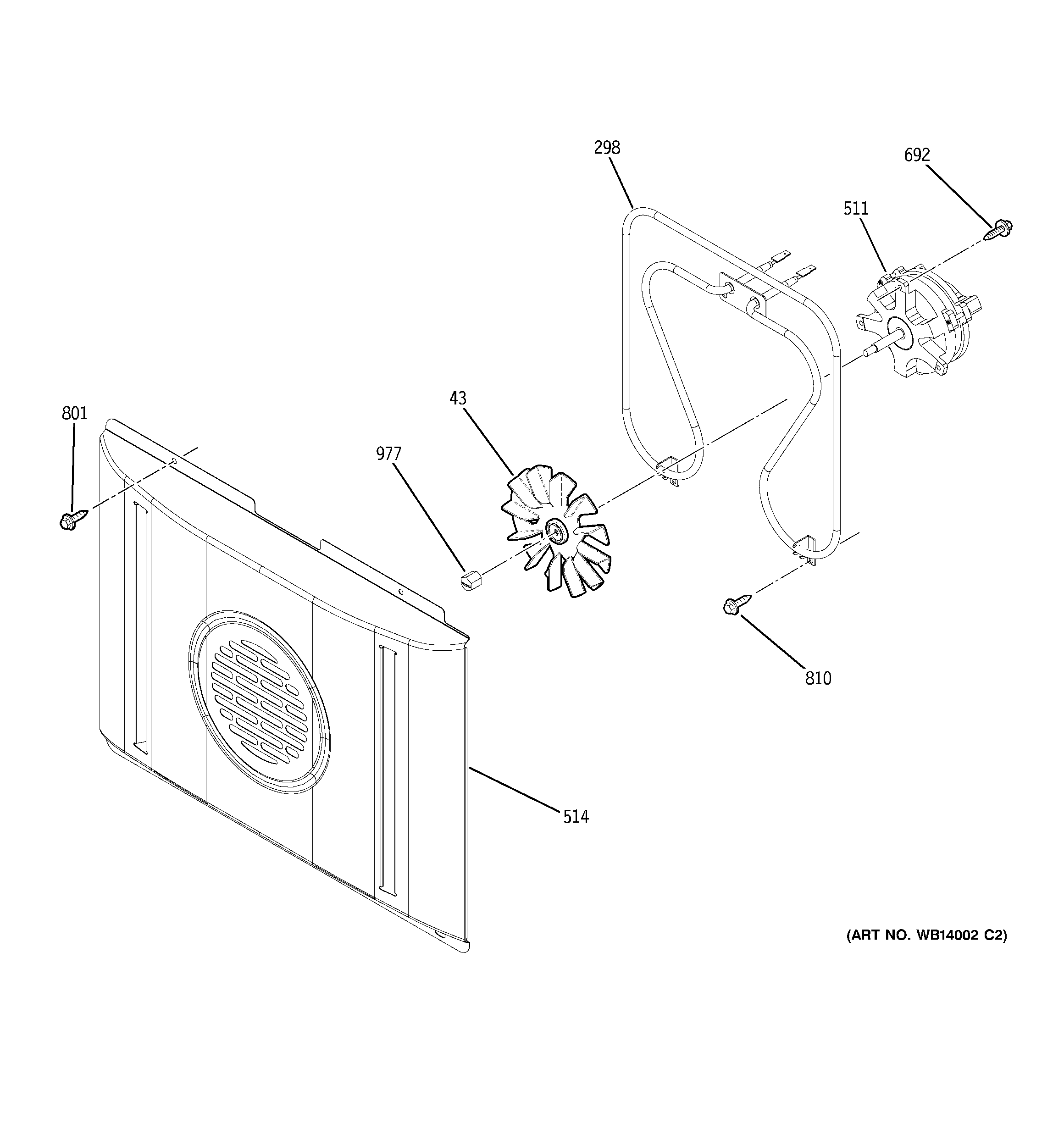 GE PK956CM3CC convection fan diagram