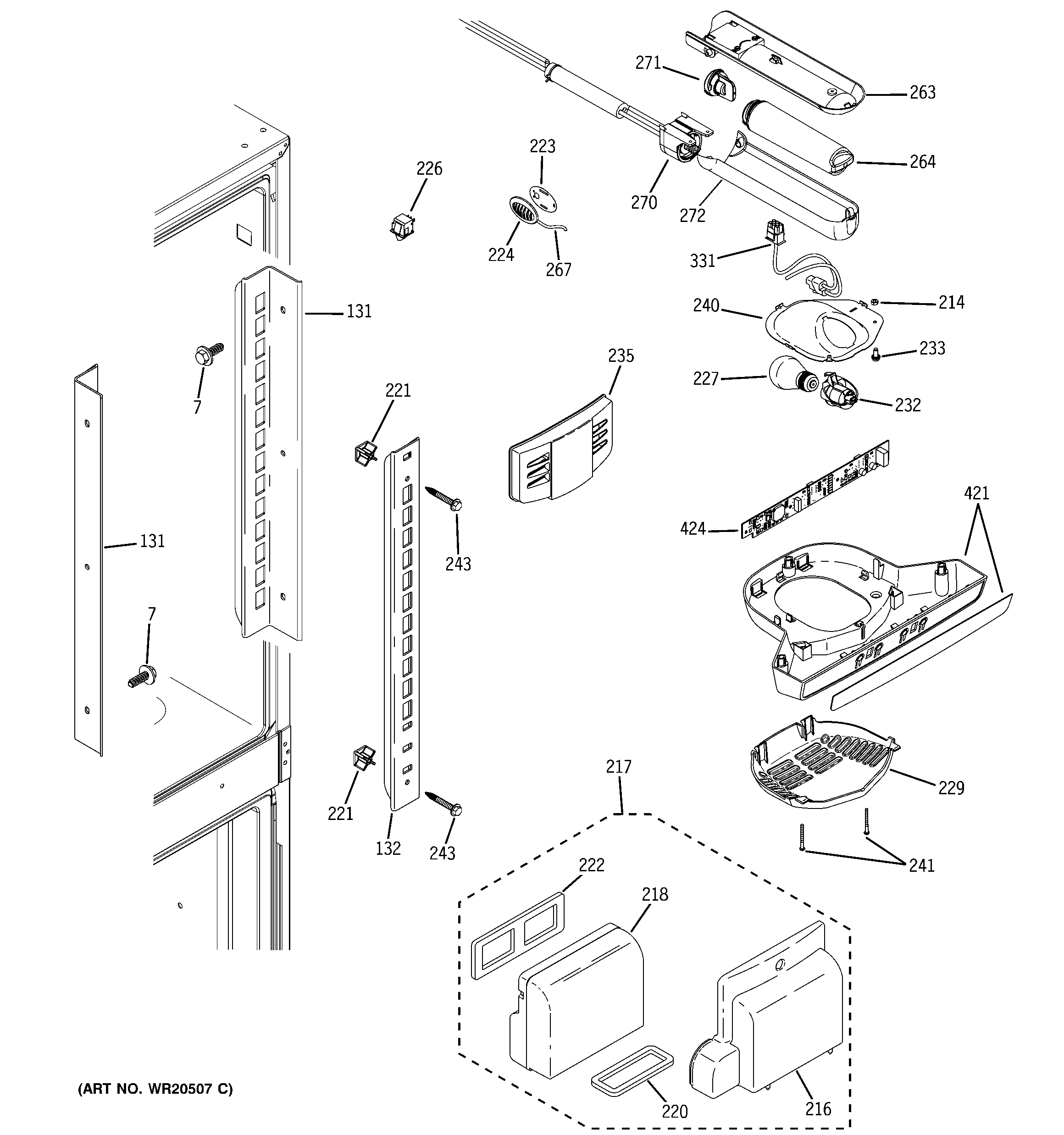 GE GFSF2KEXACC fresh food section diagram