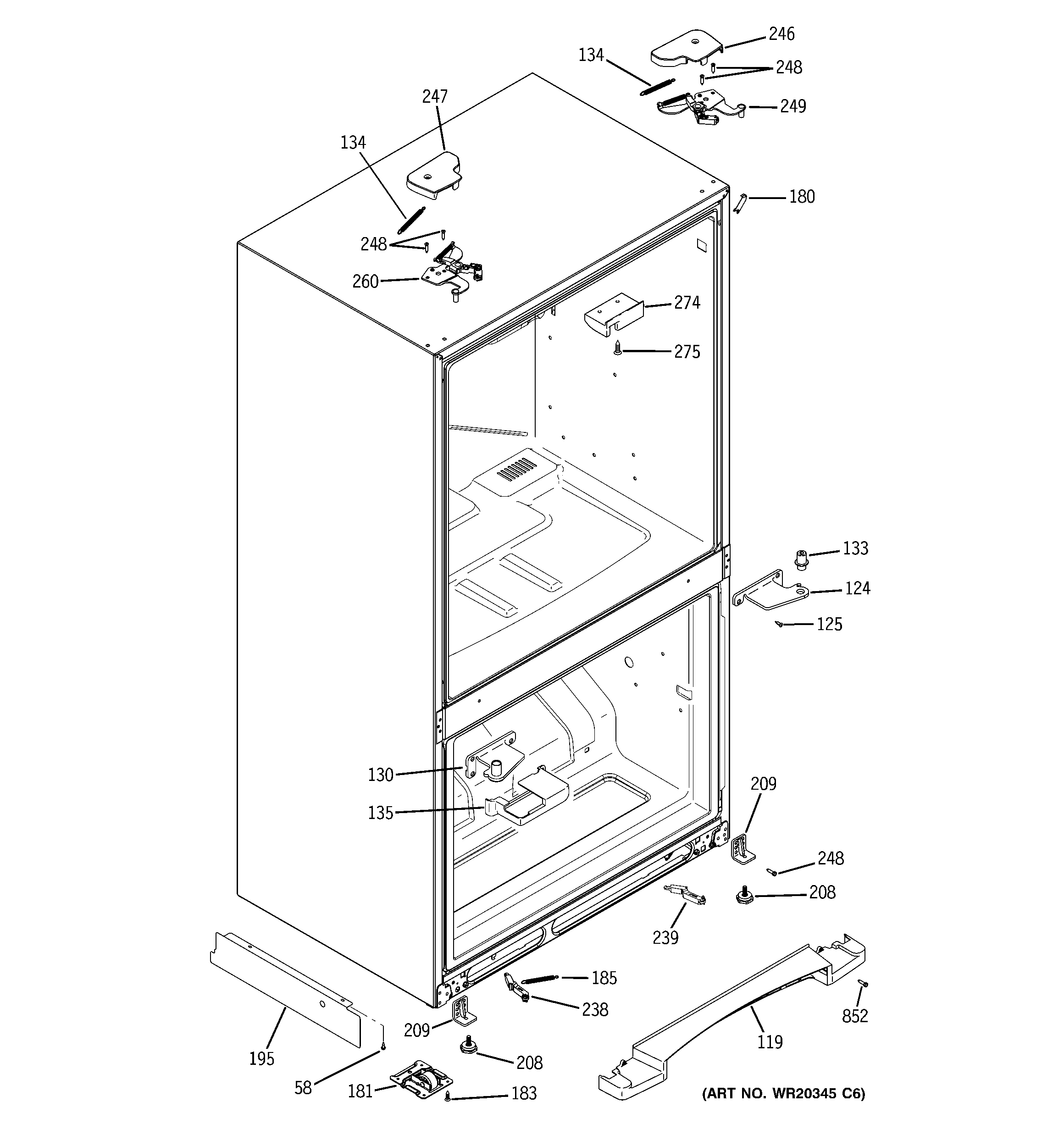 GE GFSF2KEXACC case parts diagram
