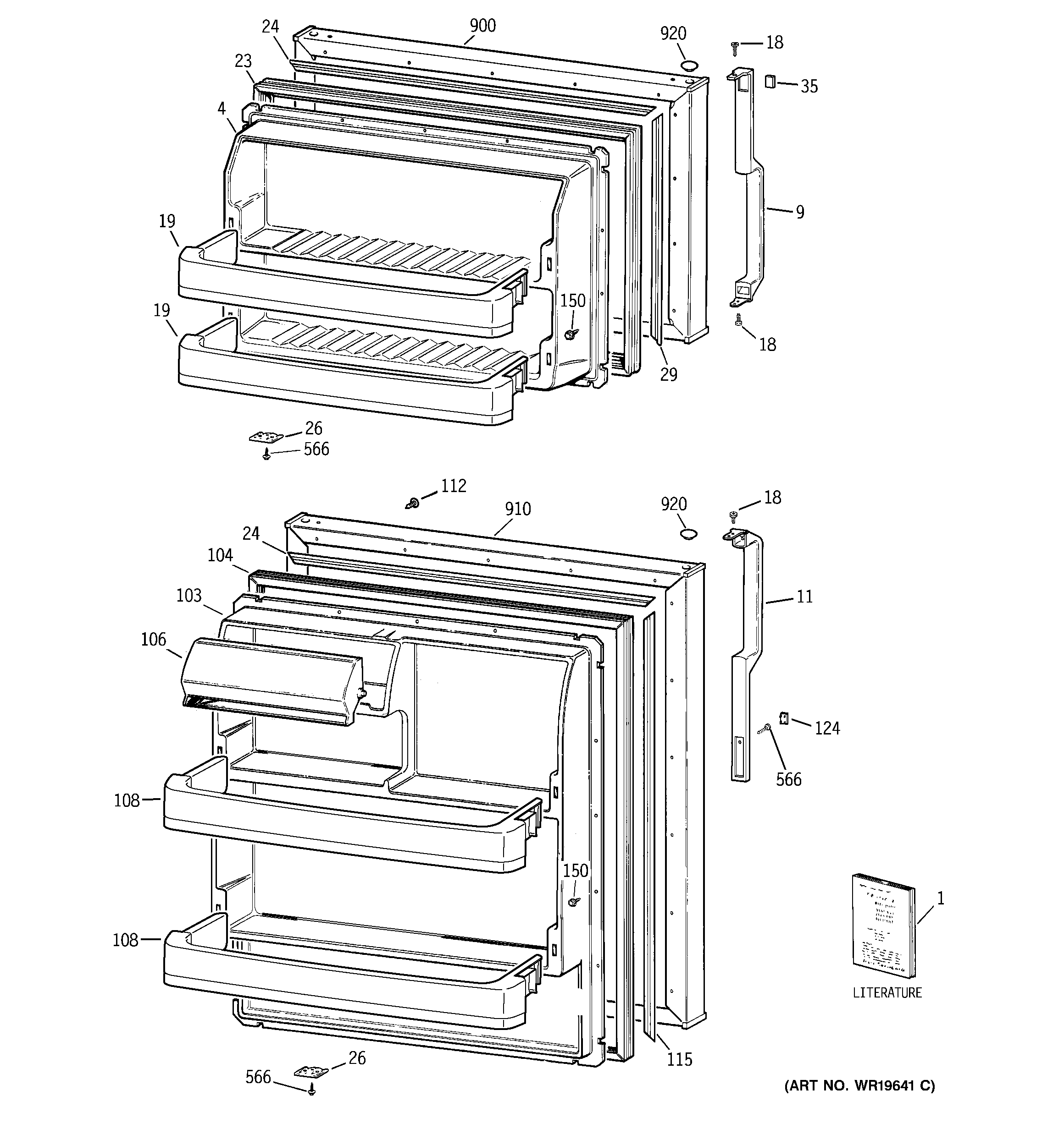 GE GTS17BBSALBB doors diagram