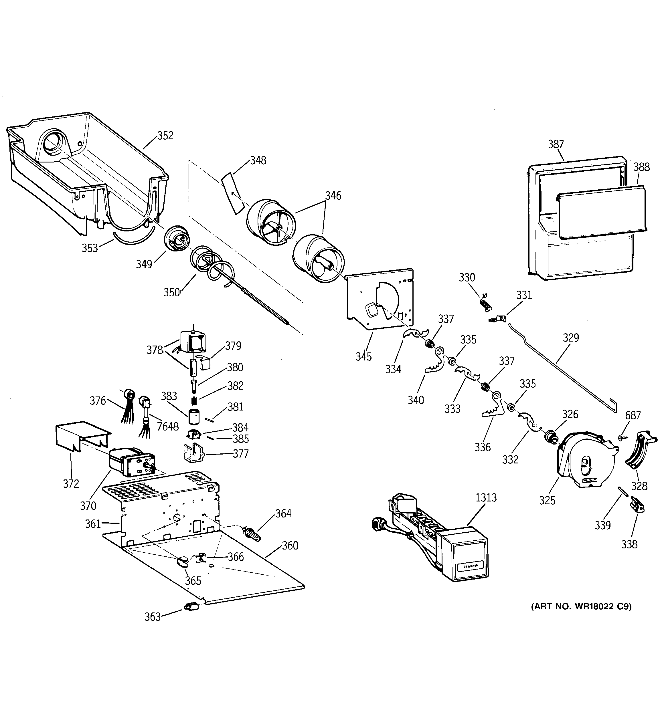 GE ZISW36DRC ice maker & dispenser diagram