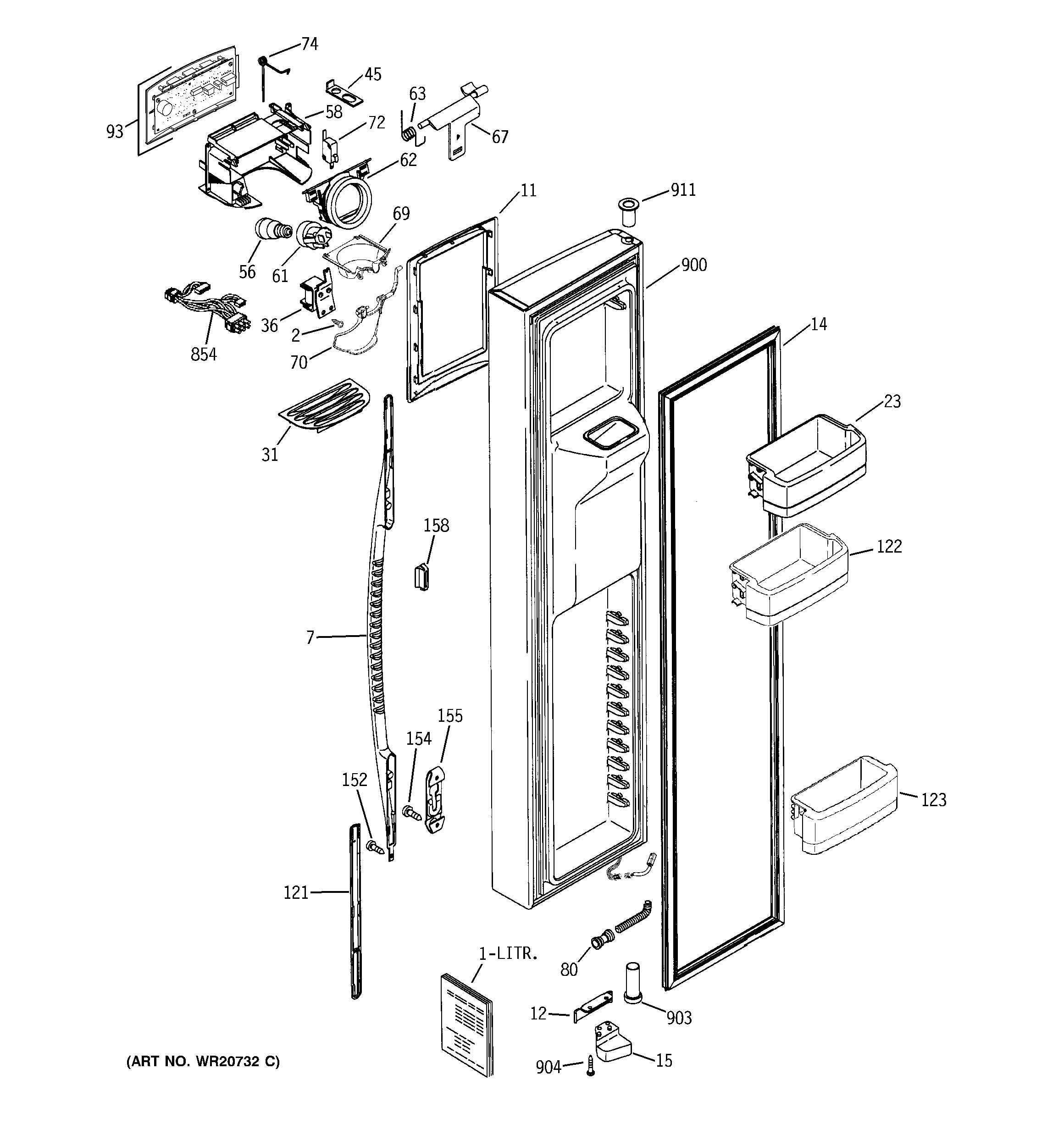 Hotpoint HSK27MGWJCCC freezer door diagram