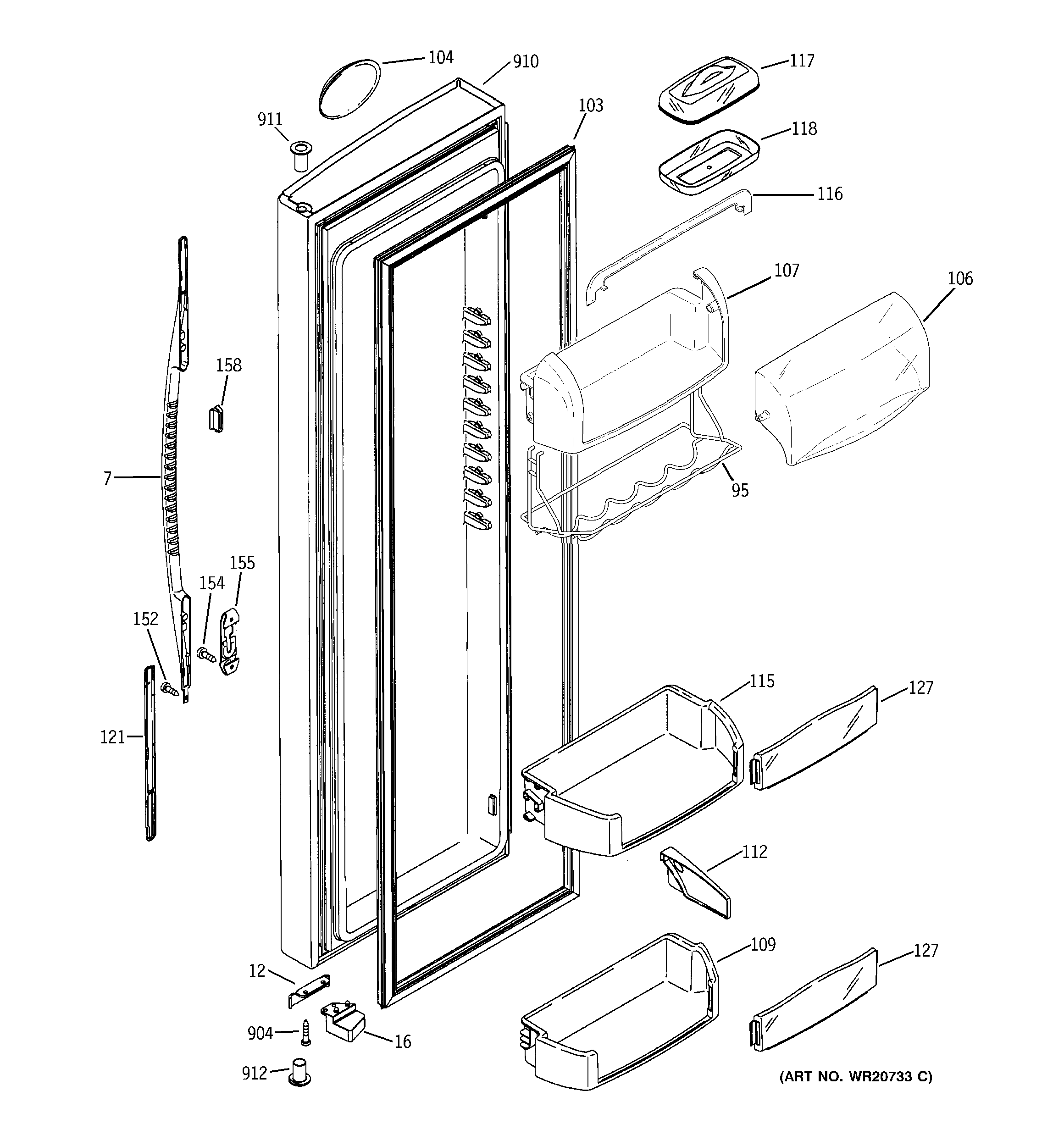 Hotpoint HSK27MGWJCCC fresh food door diagram