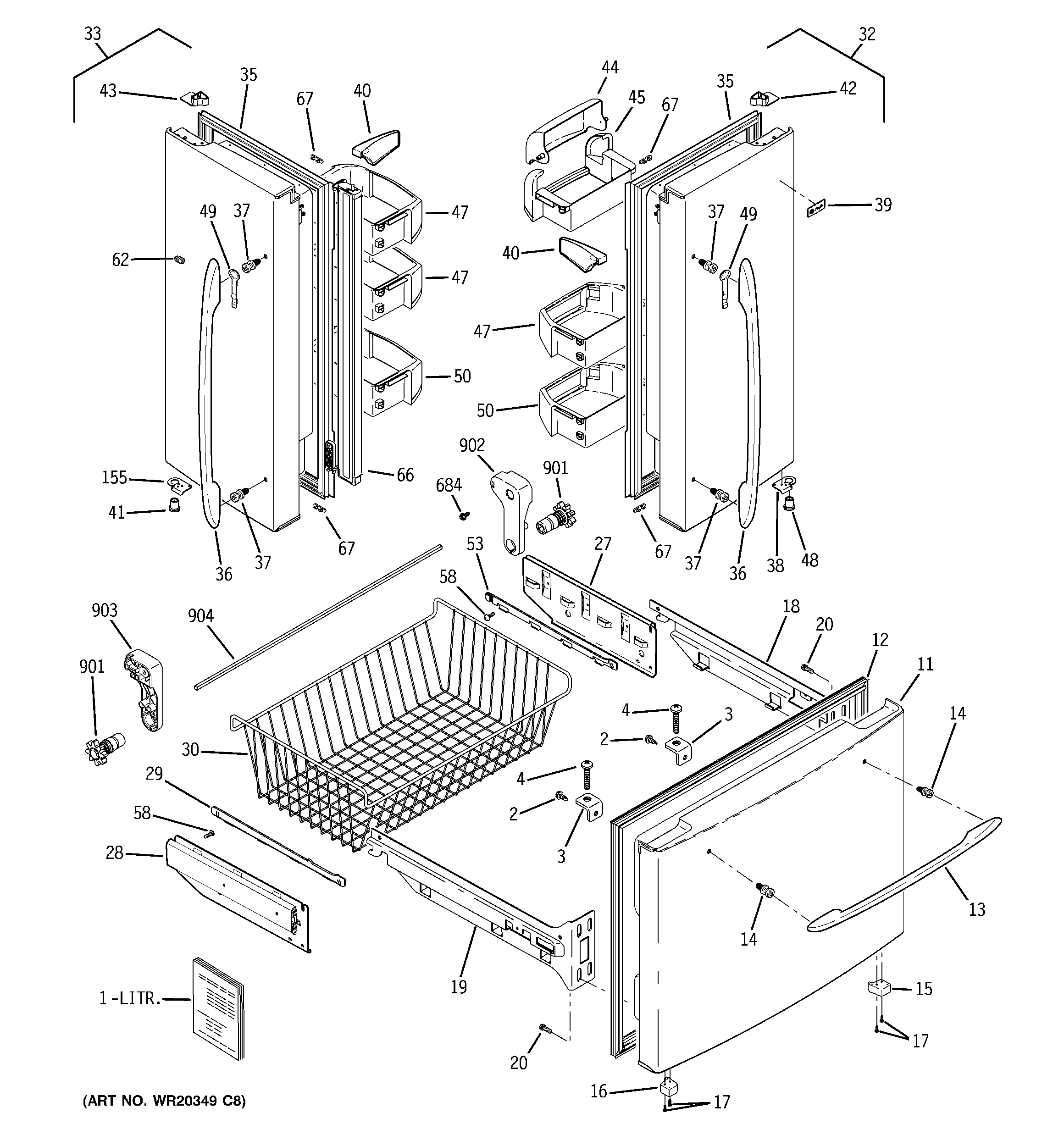 GE PFSF0MFZBBB doors diagram
