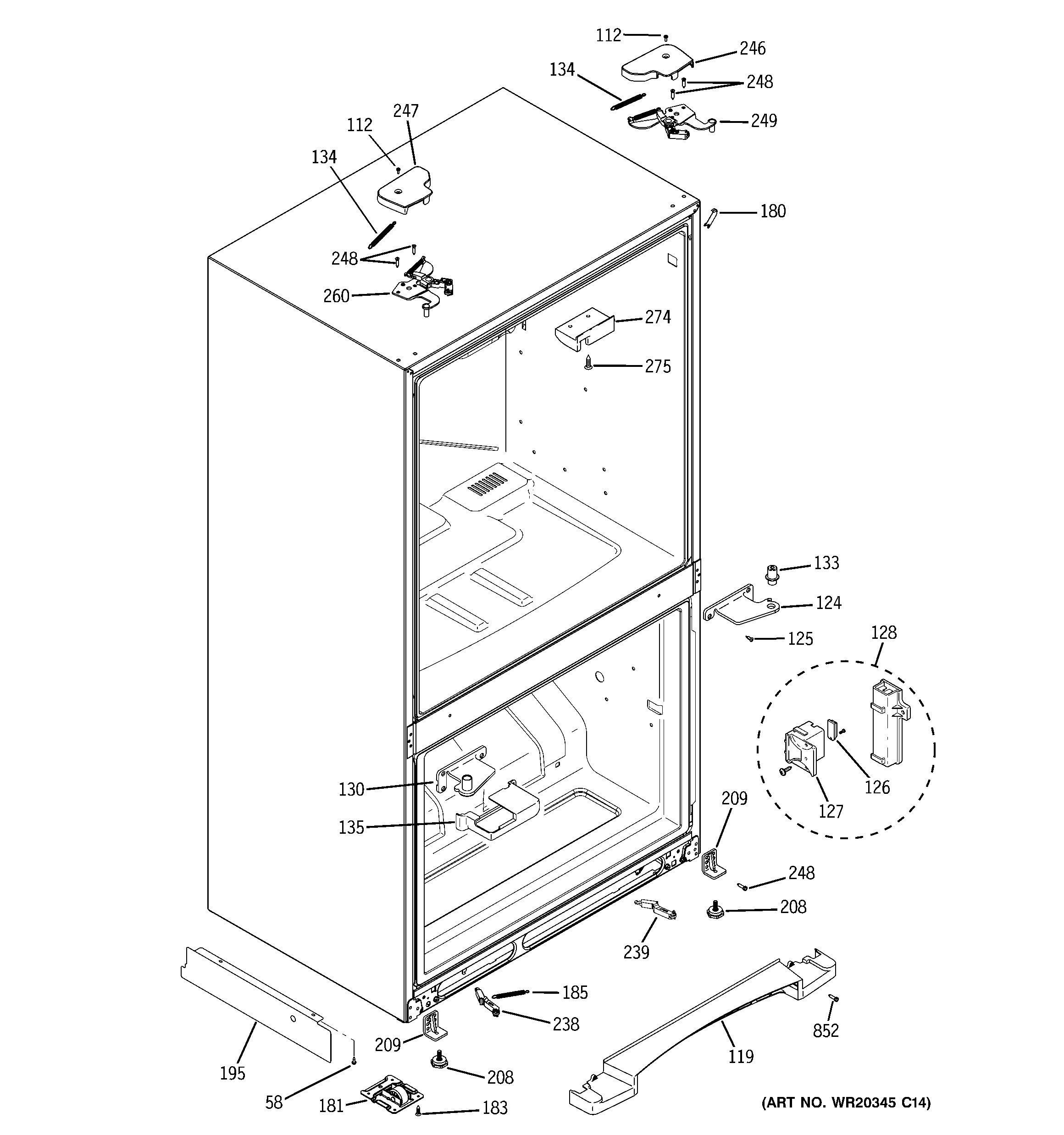 GE PFSF0MFZBBB case parts diagram