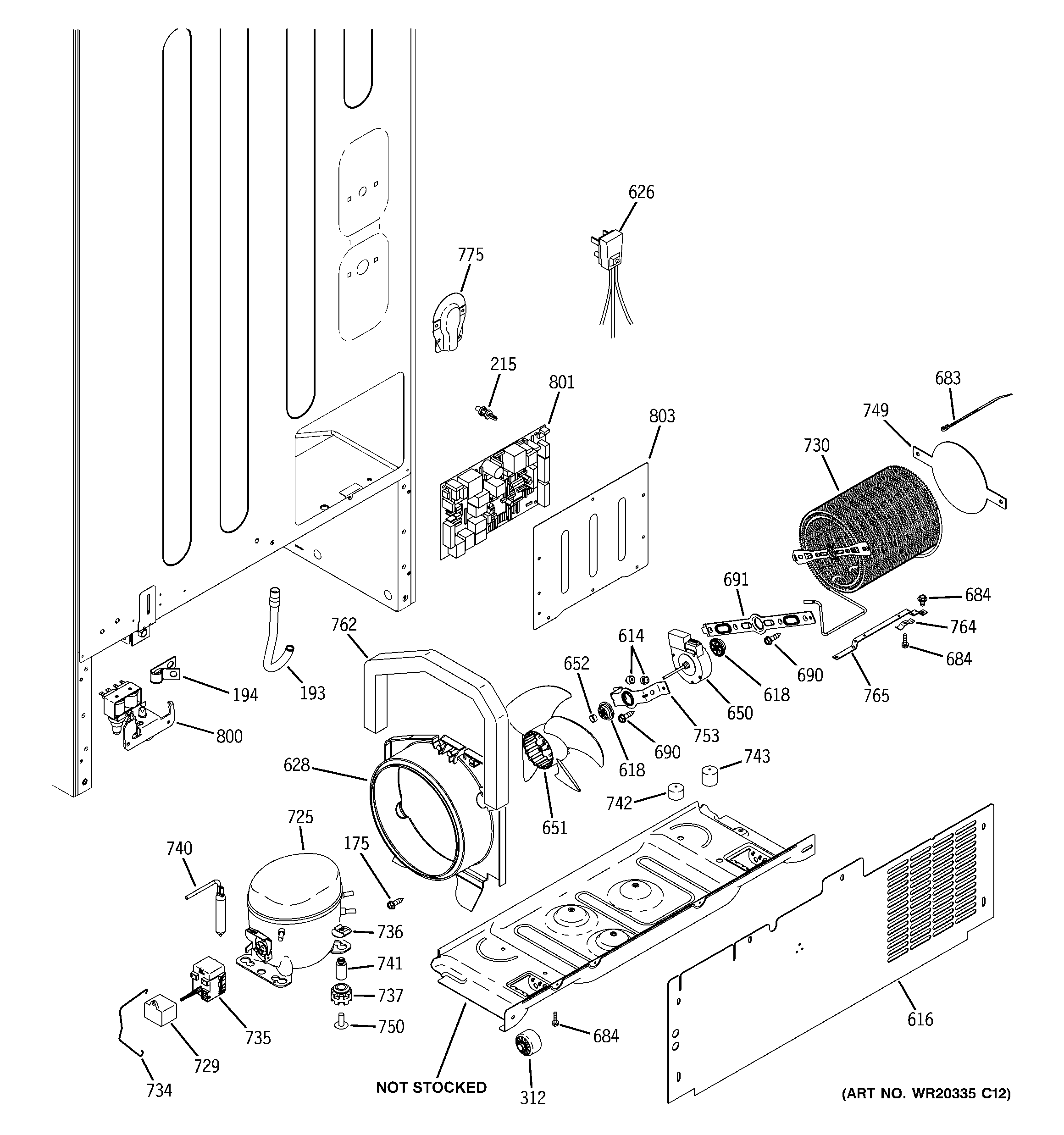 GE PFSF0MFZBBB machine compartment diagram