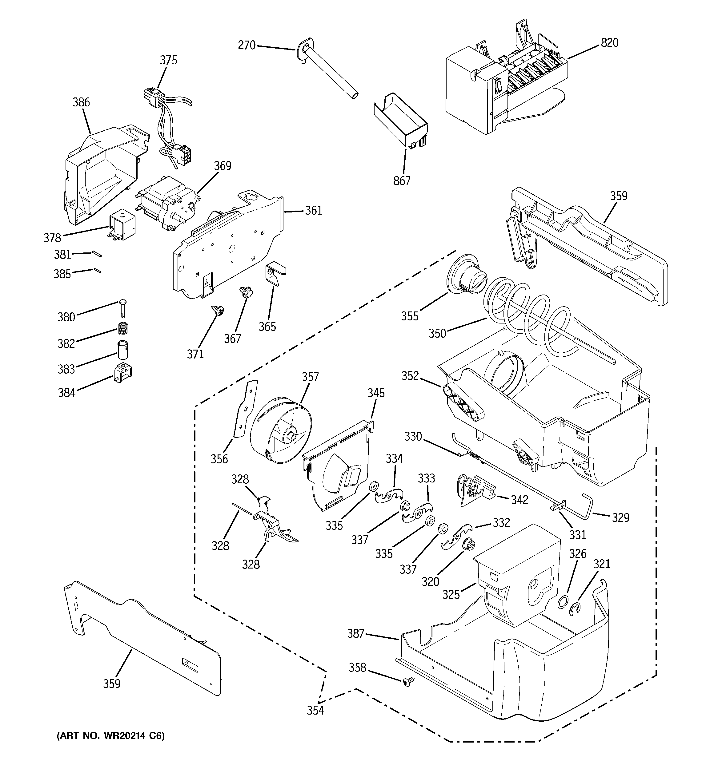 GE ESHF6PGYCEBB ice maker & dispenser diagram