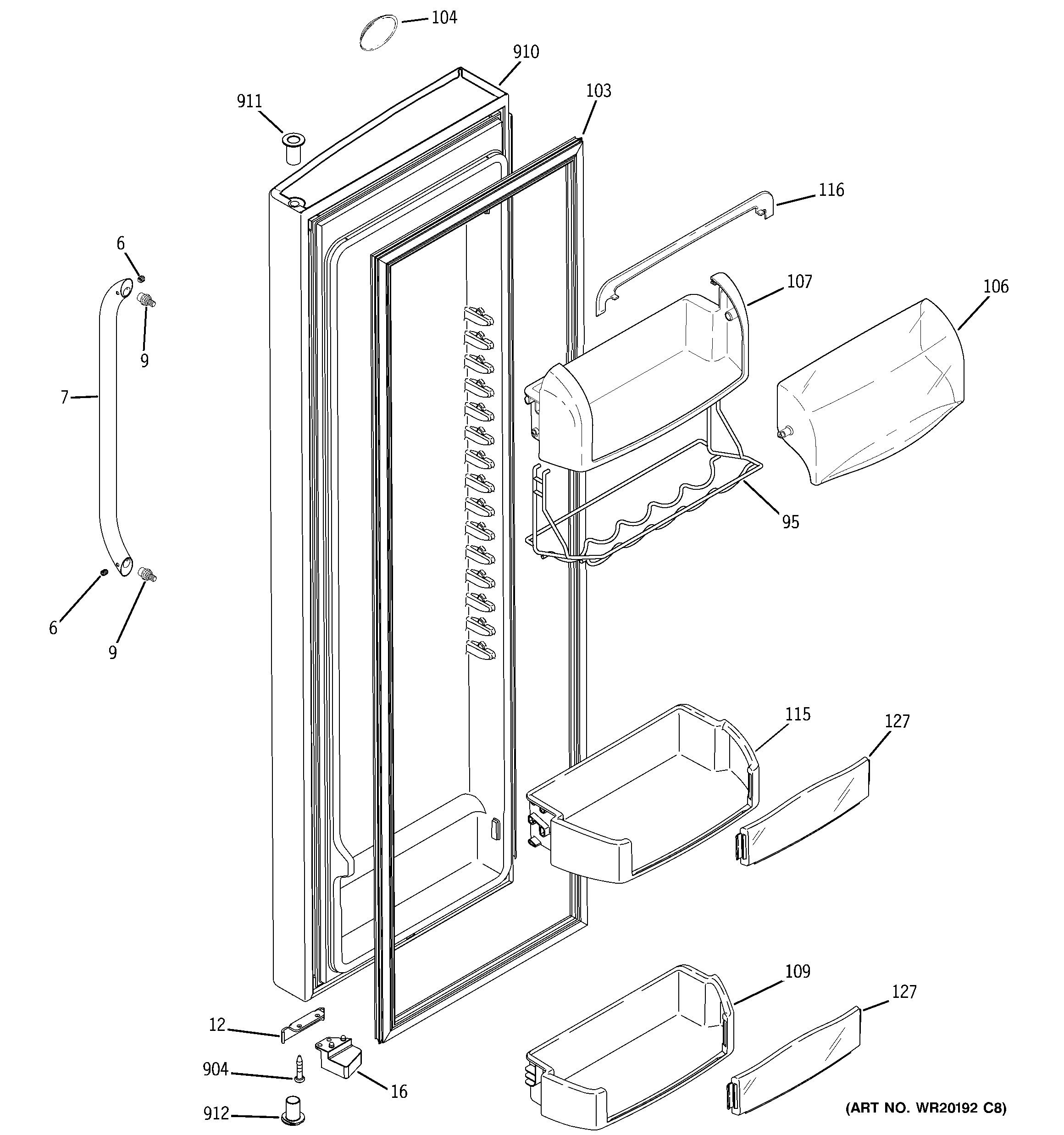 GE ESHS6PGYAESS fresh food door diagram