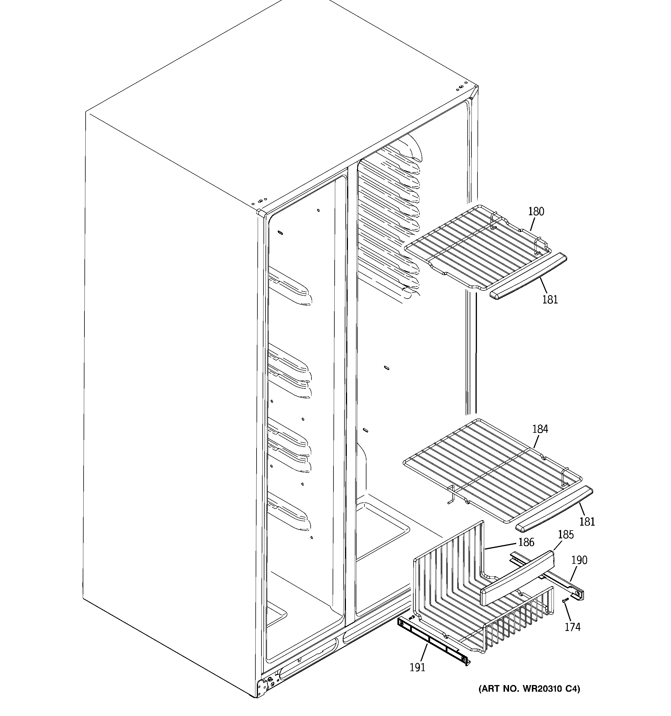GE ESHS6PGYAESS freezer shelves diagram