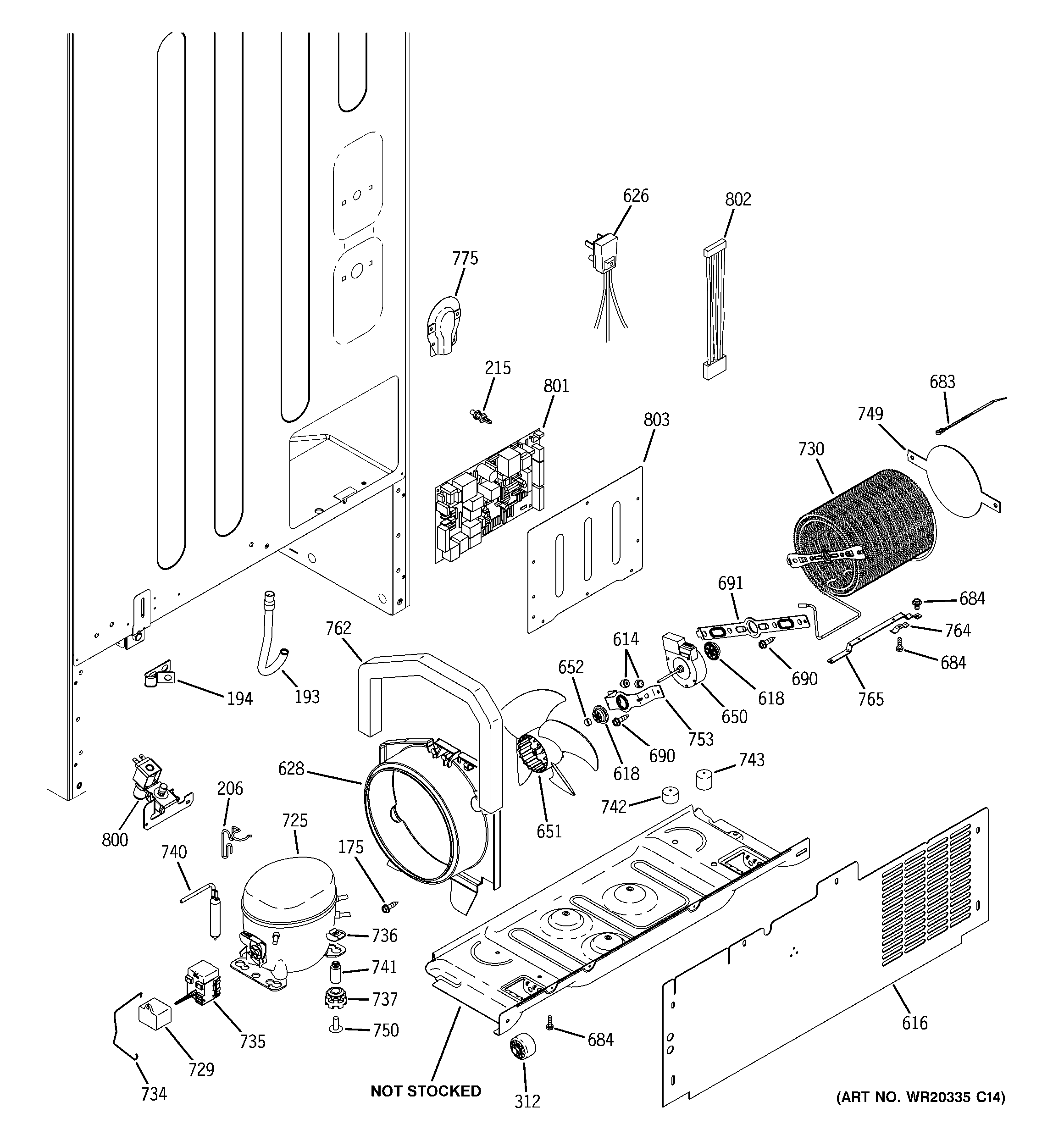 GE GDSC3KCXABB machine compartment diagram