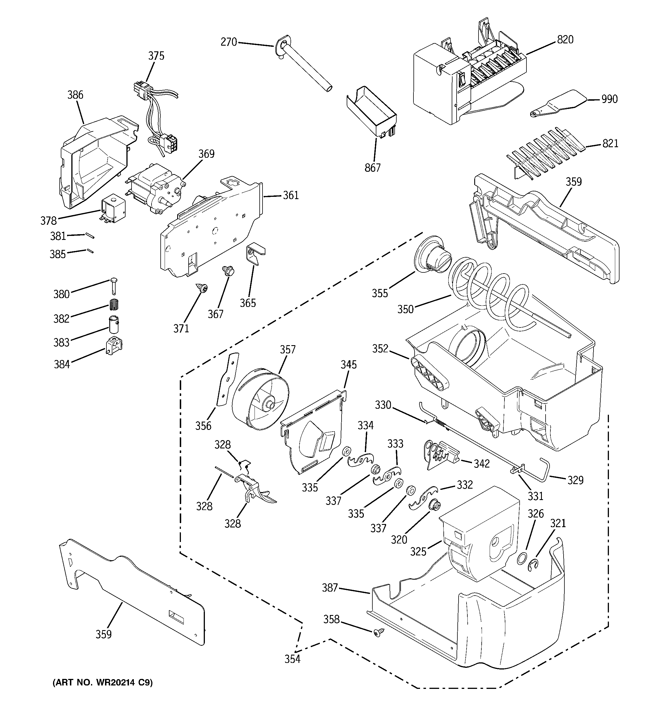 GE GSHF6PGYAEWW ice maker & dispenser diagram