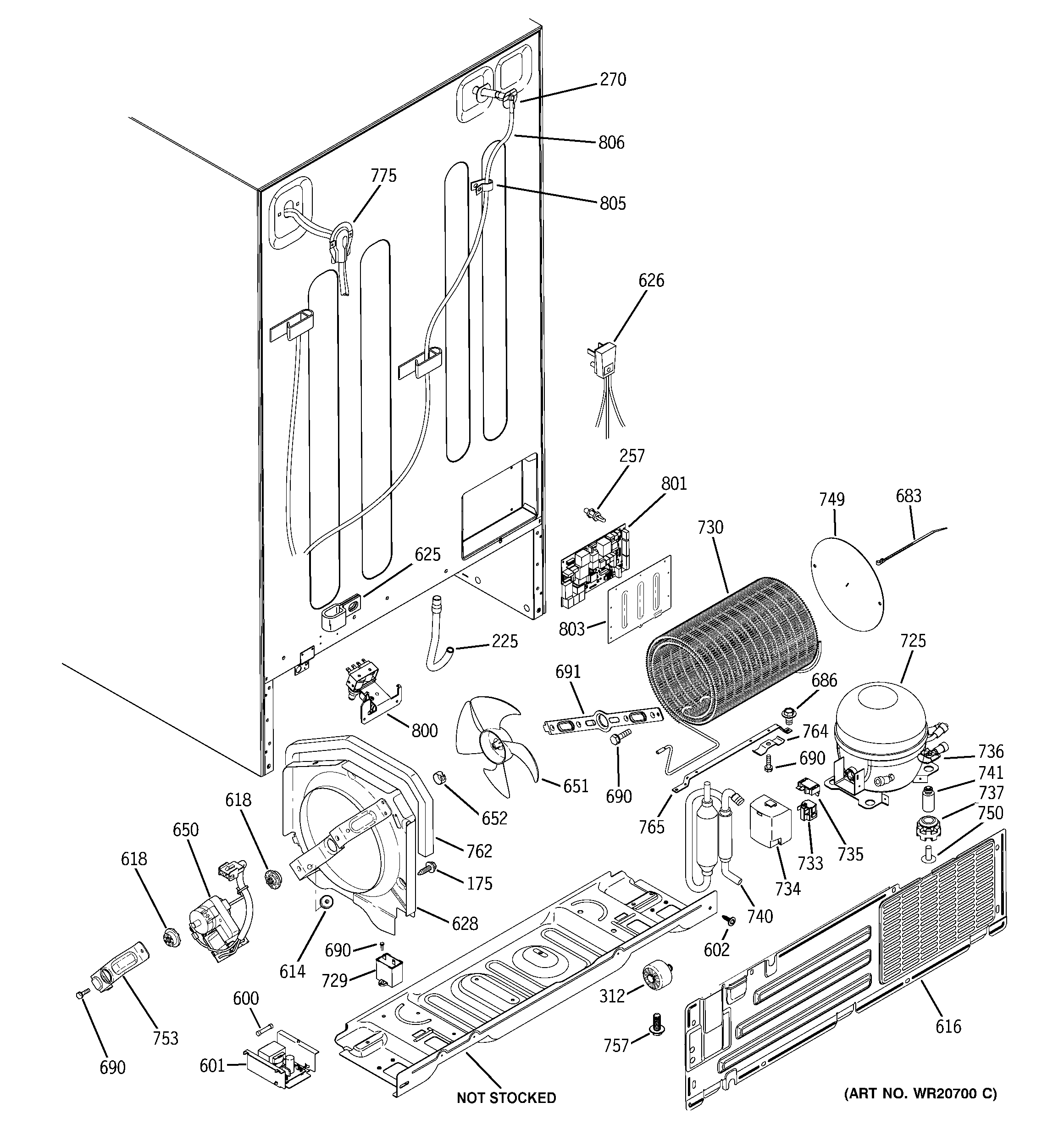GE GSHF6PGYAEWW sealed system & mother board diagram