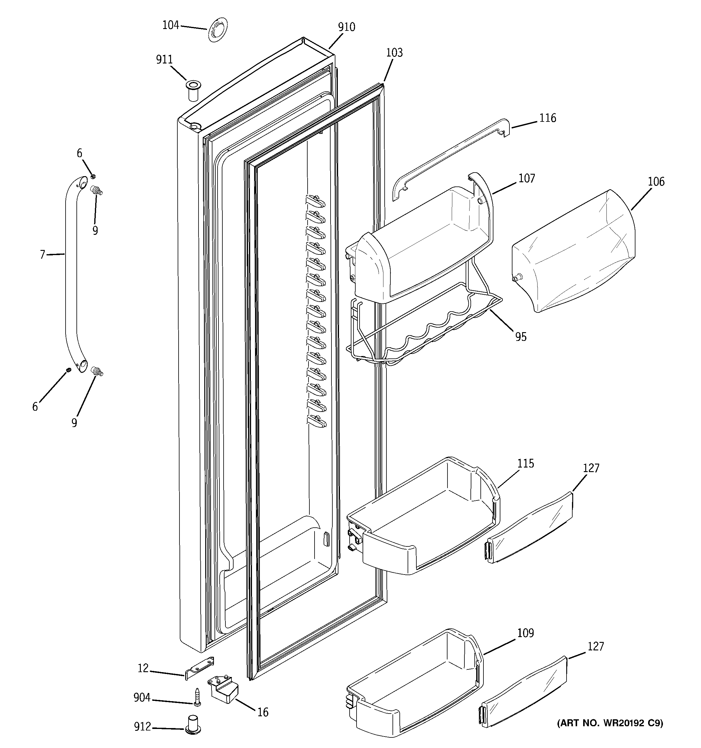 GE GSHS6PGYAESS fresh food door diagram